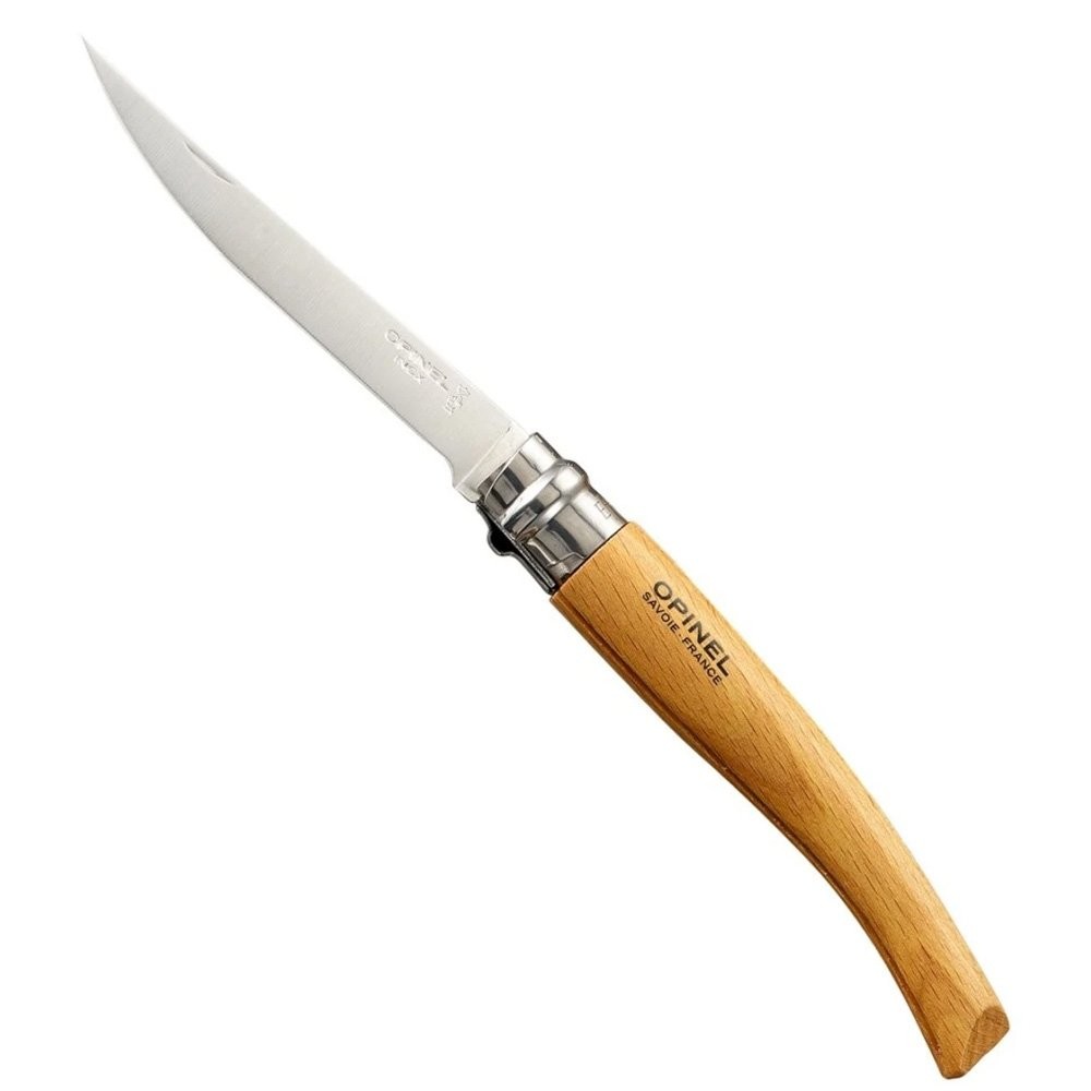 OP-000517-Opinel Inox 10 No Kayın Saplı Fleto Paslanmaz Çelik Çakı