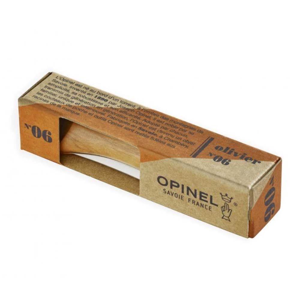 OP-002023-Opinel Inox No 6 Zeytin Ahşap Saplı Paslanmaz Çelik Çakı