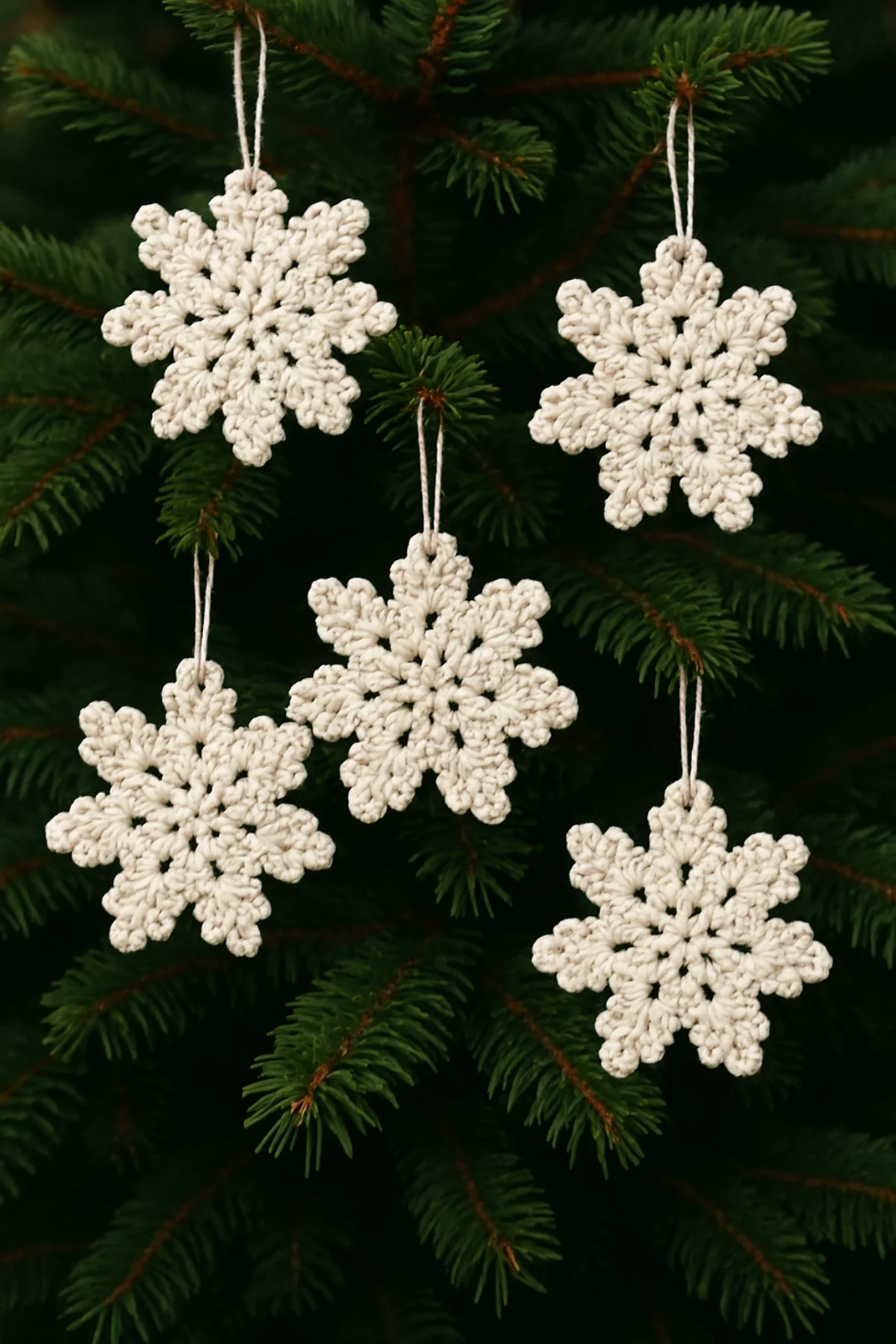 Doramira Home Noella 5'li El Yapımı Beyaz Kartanesi Yılbaşı Ağacı İçin Zarif Süs Seti