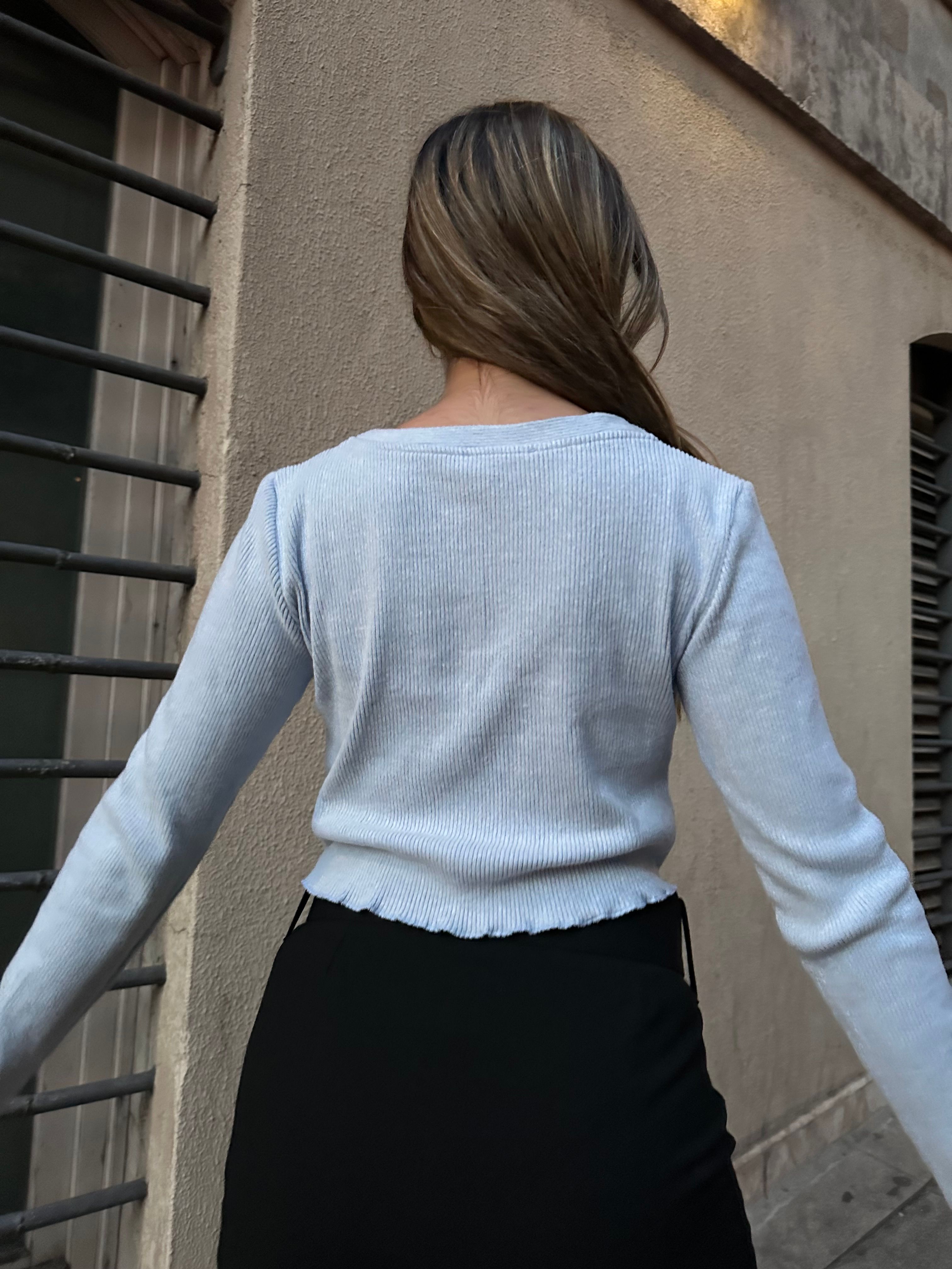 Bebe Mavisi Uzun Kollu Crop 