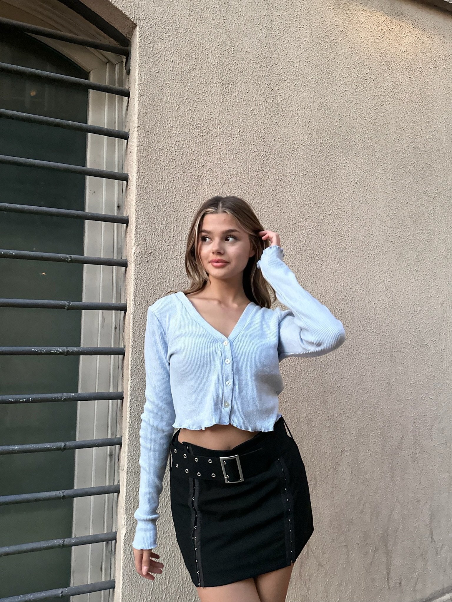 Bebe Mavisi Uzun Kollu Crop 