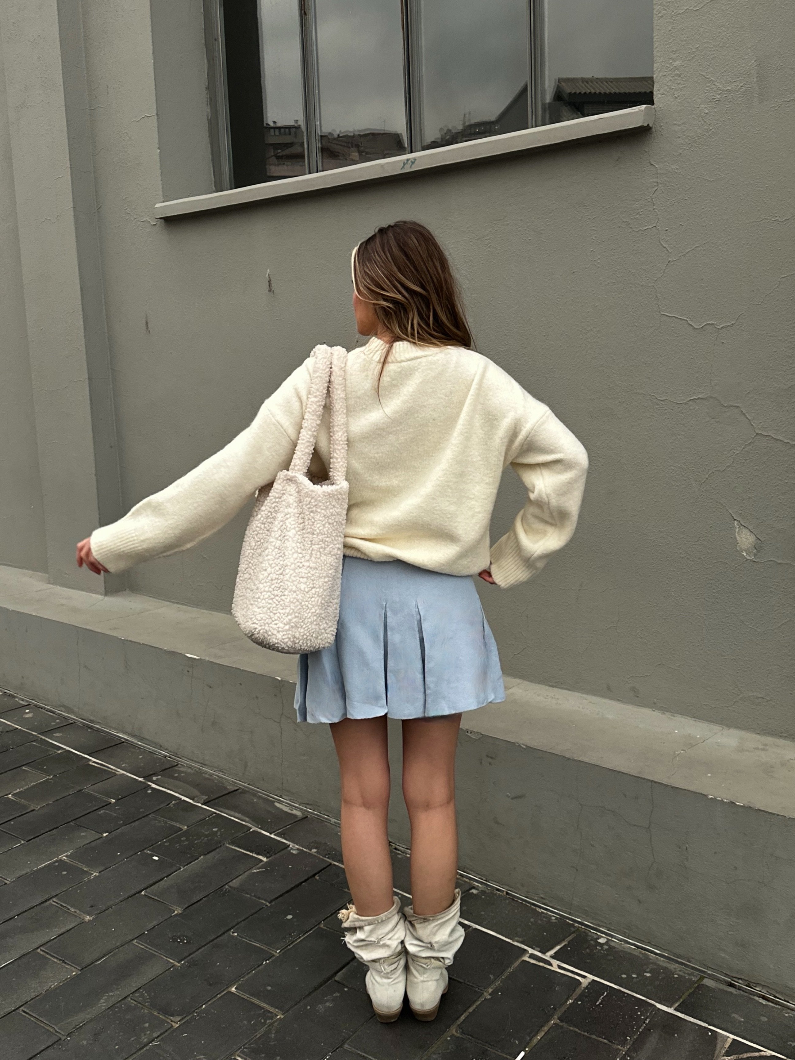 Krem Oversize Triko Kazak