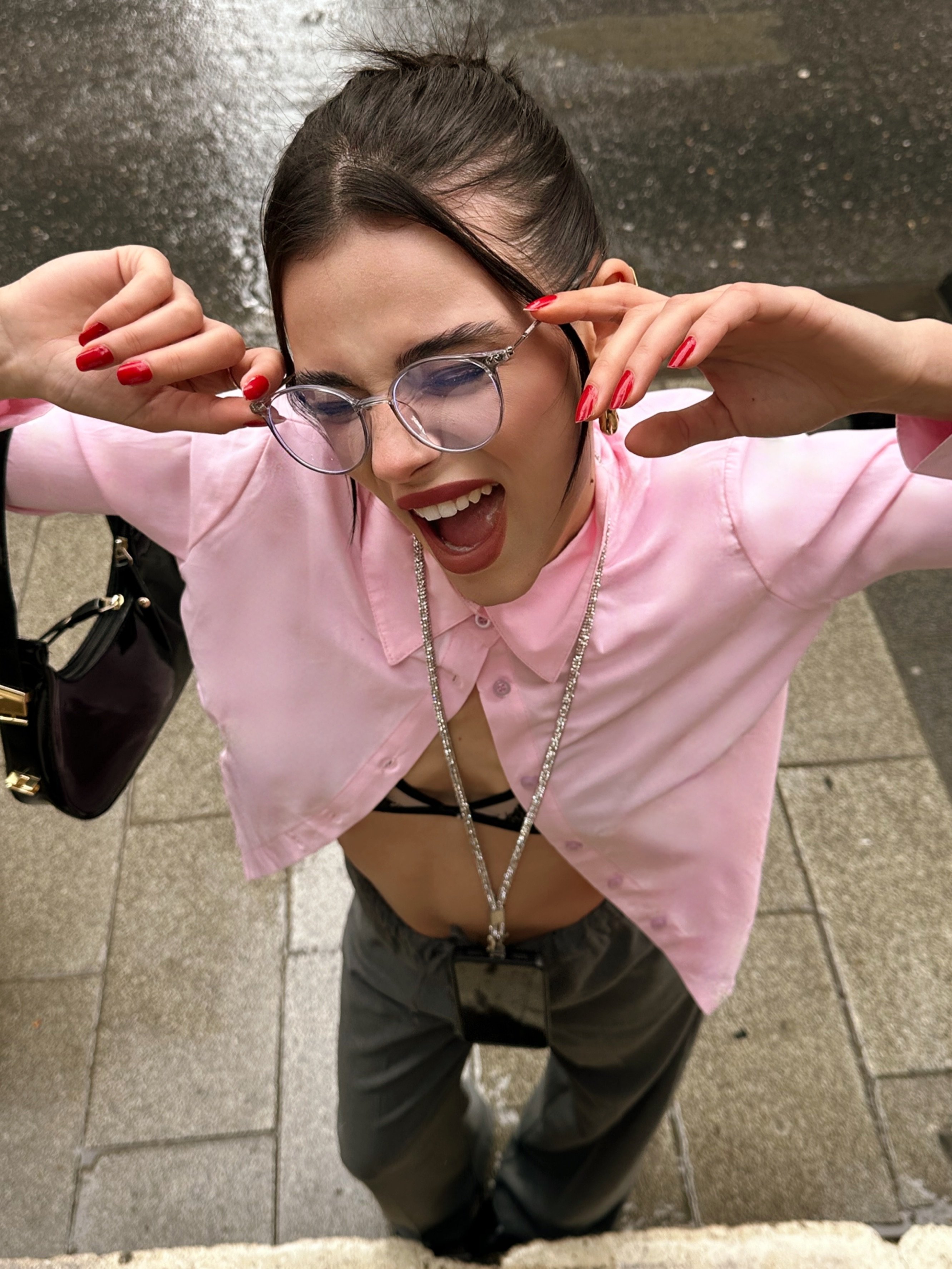 Pembe Belden Daraltmalı Wispie Gömlek