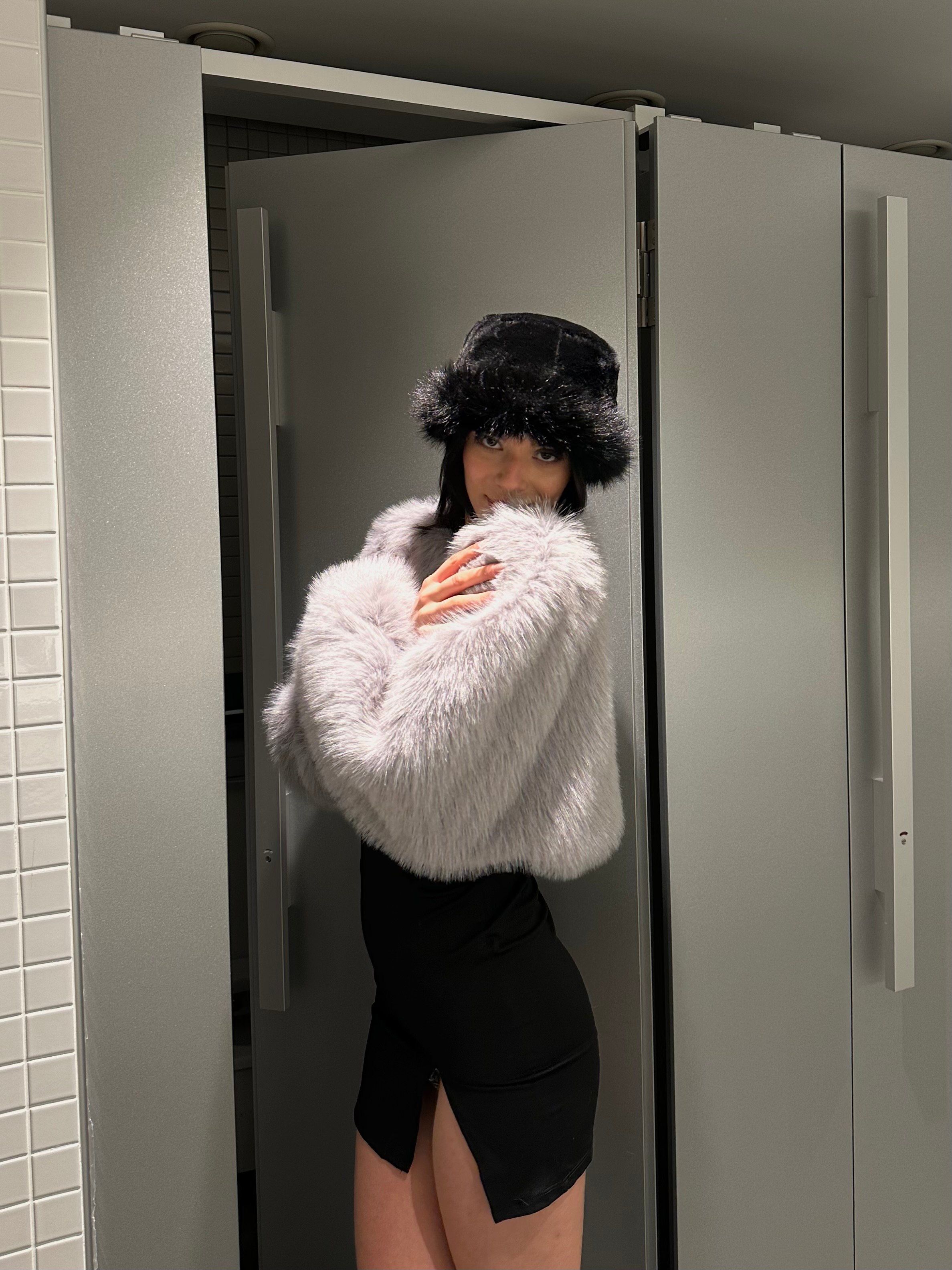 Gri Kürk Sweat