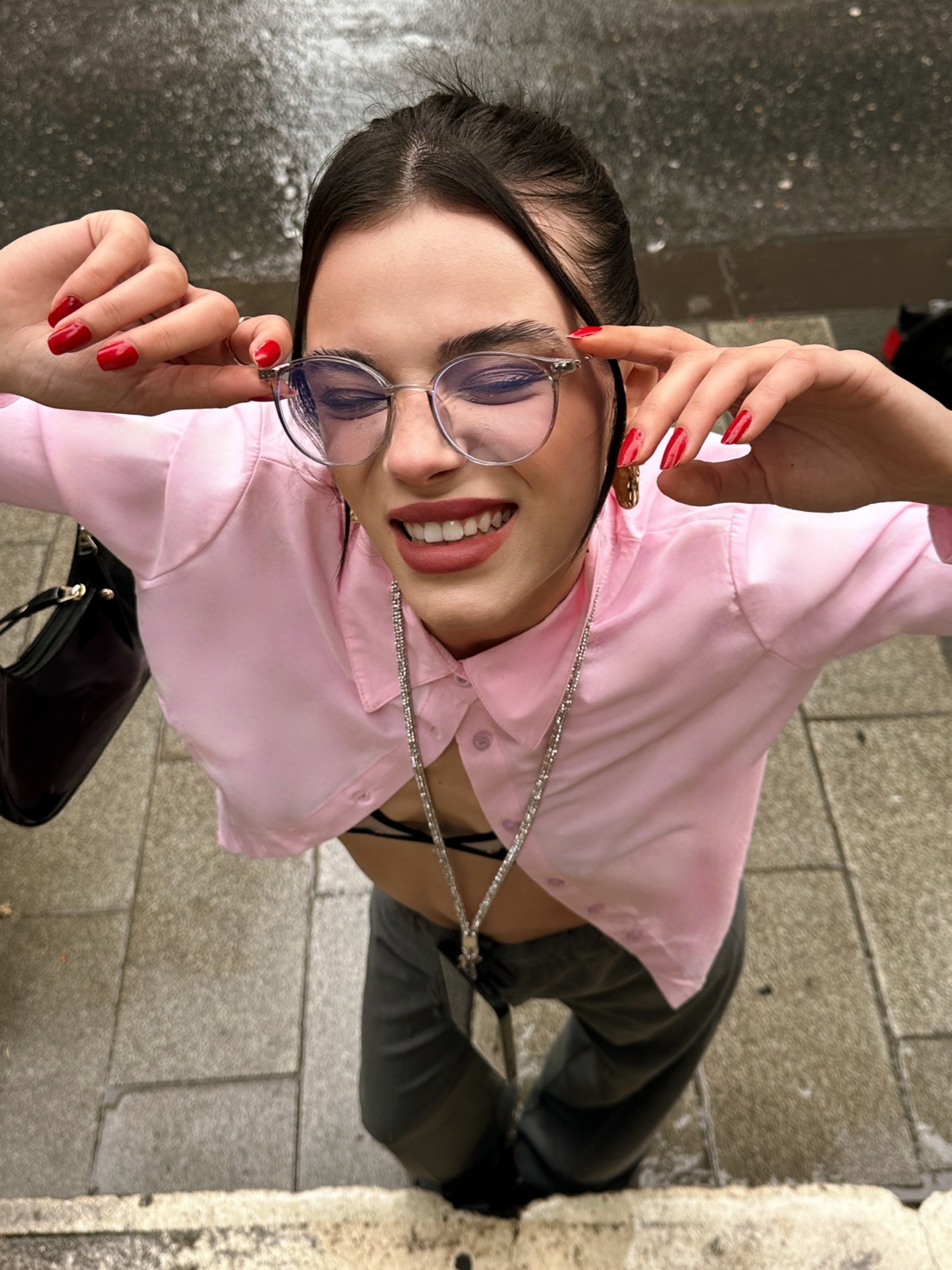 Pembe Belden Daraltmalı Wispie Gömlek