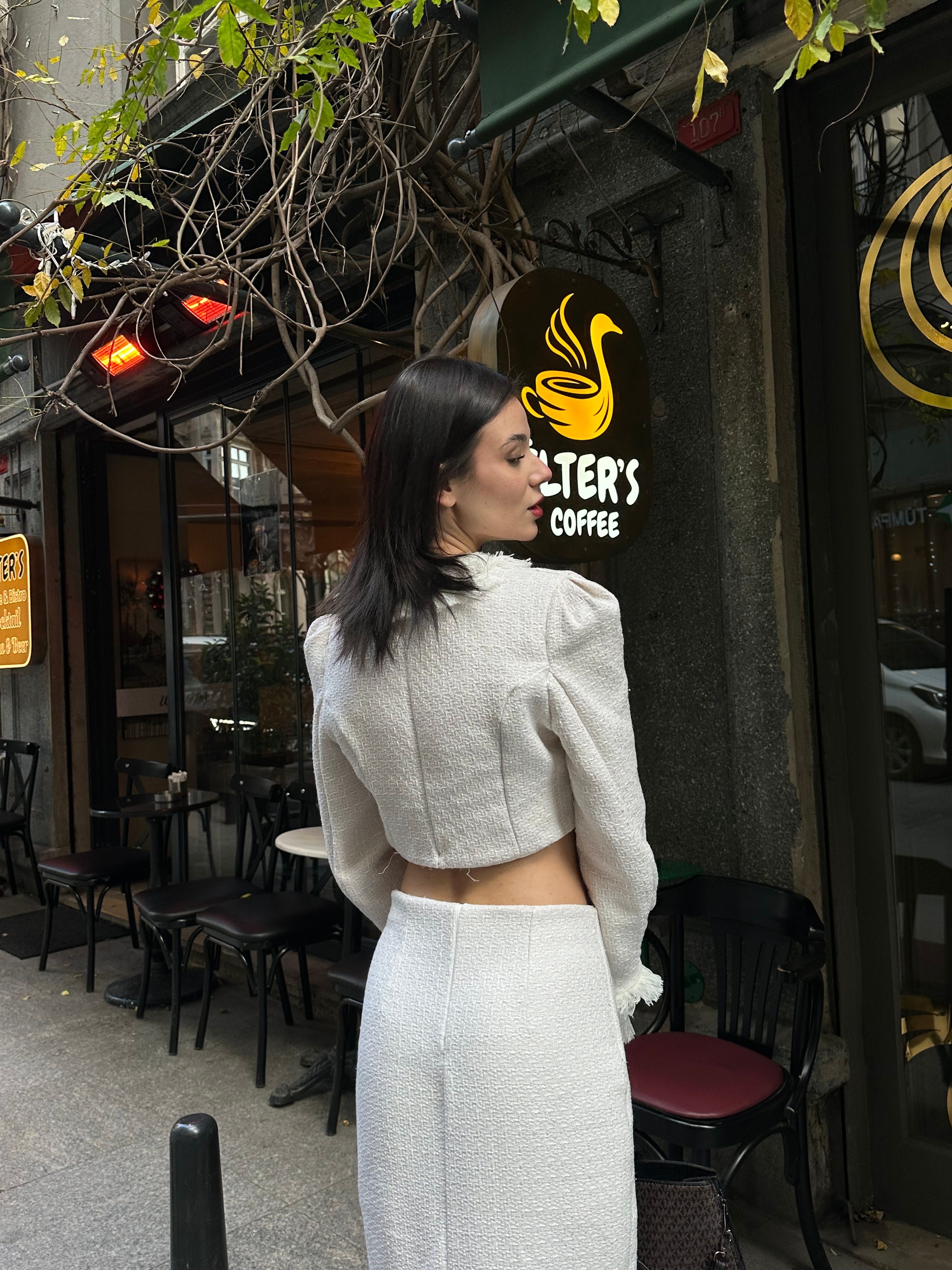 Taş Rengi Etek Ceket Carla Takım
