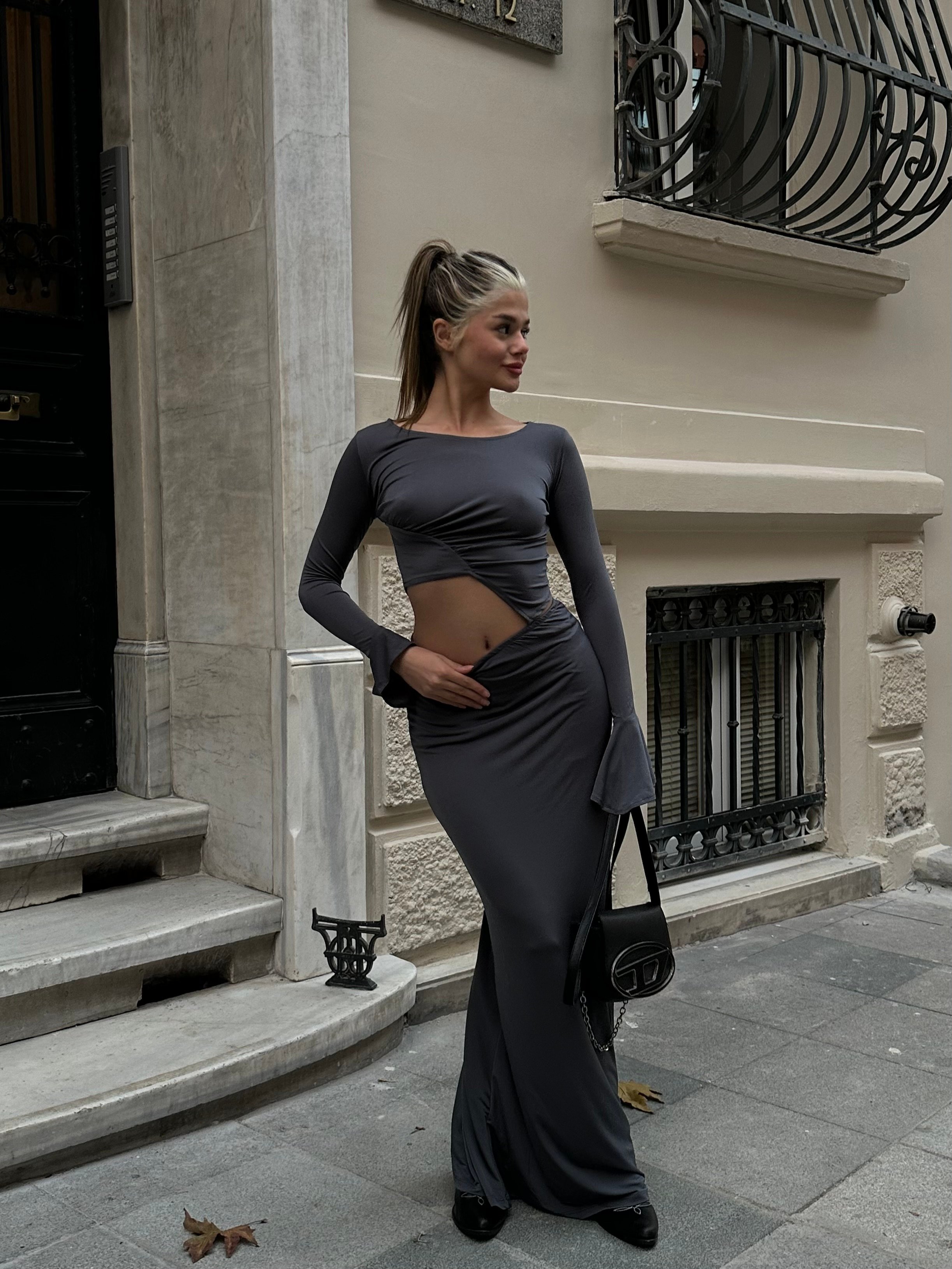 Mariah Büzgülü Füme Etek Takım