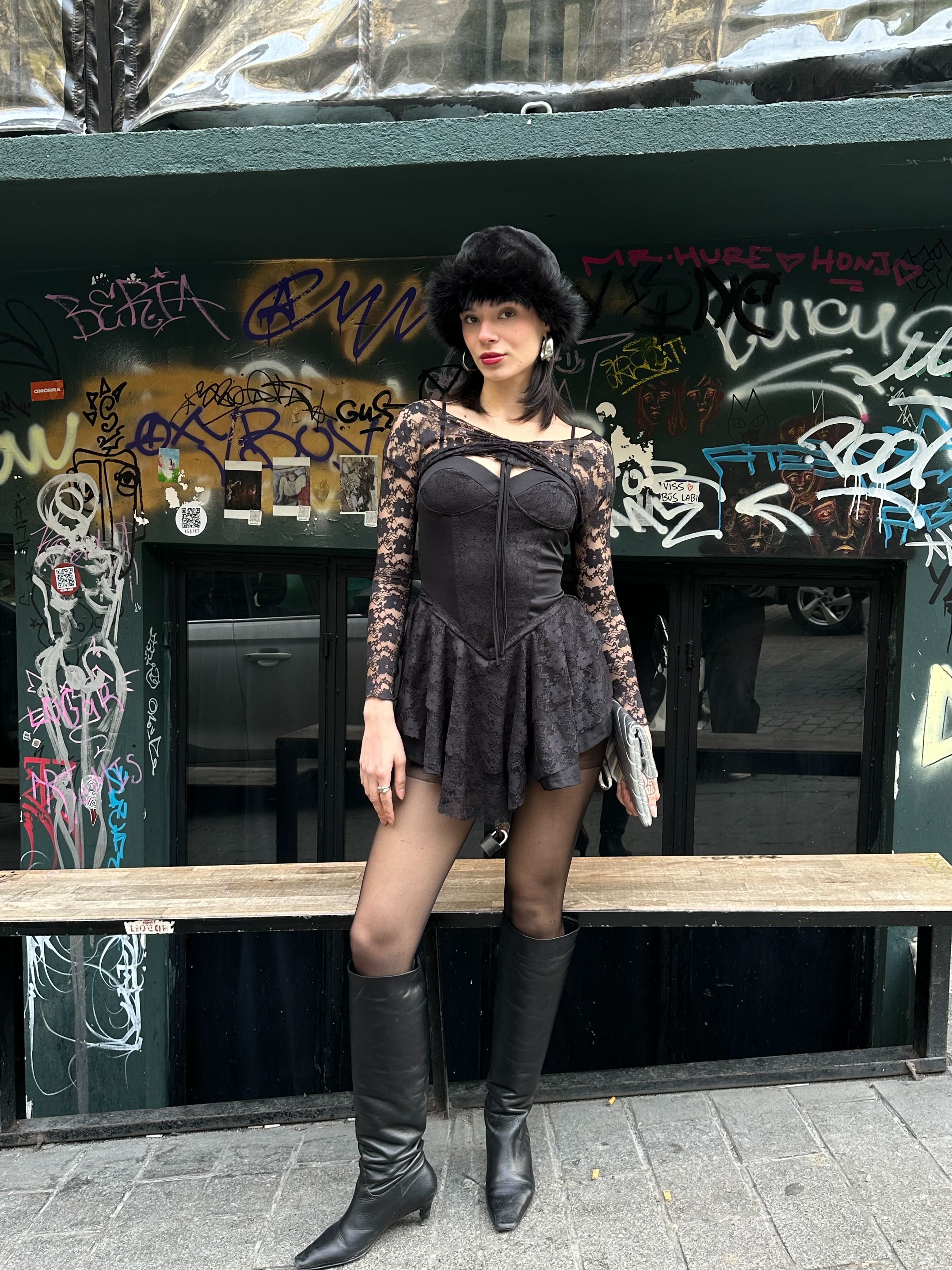 Siyah Bolero Detay Dantelli Mini Elbise