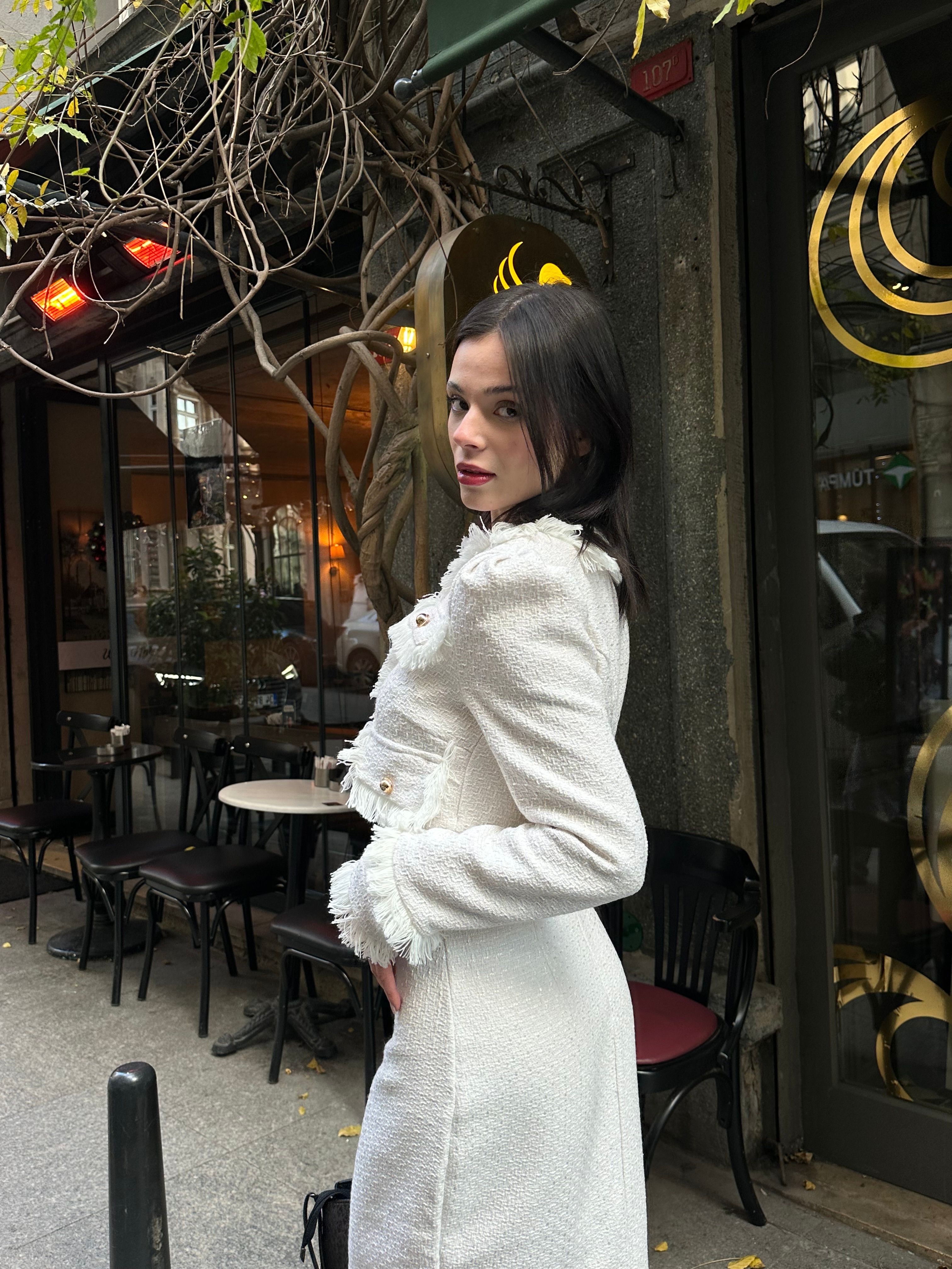Taş Rengi Etek Ceket Carla Takım