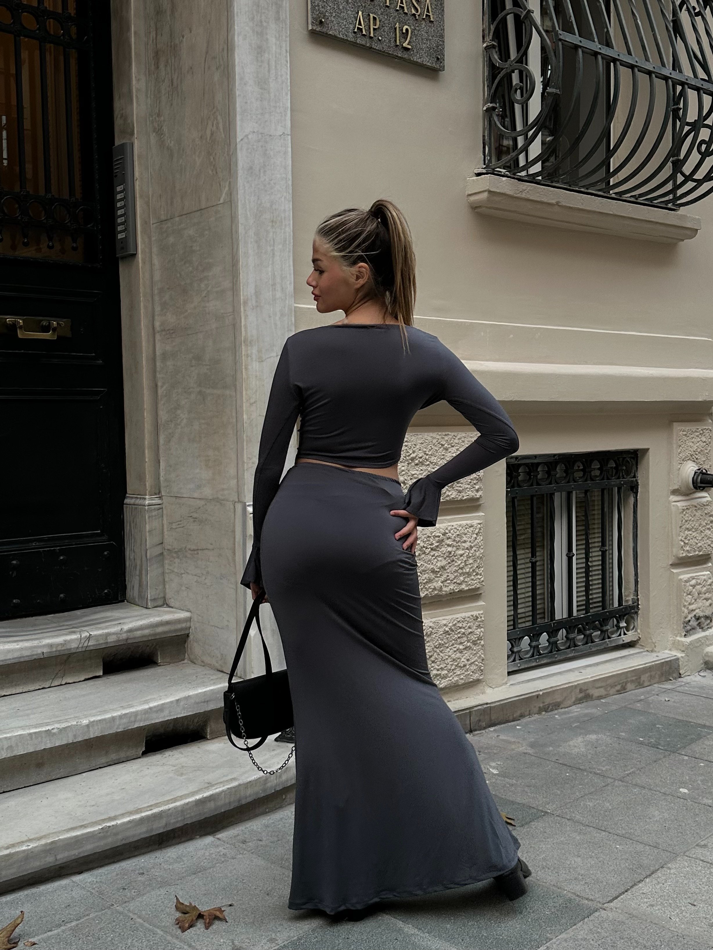 Mariah Büzgülü Füme Etek Takım