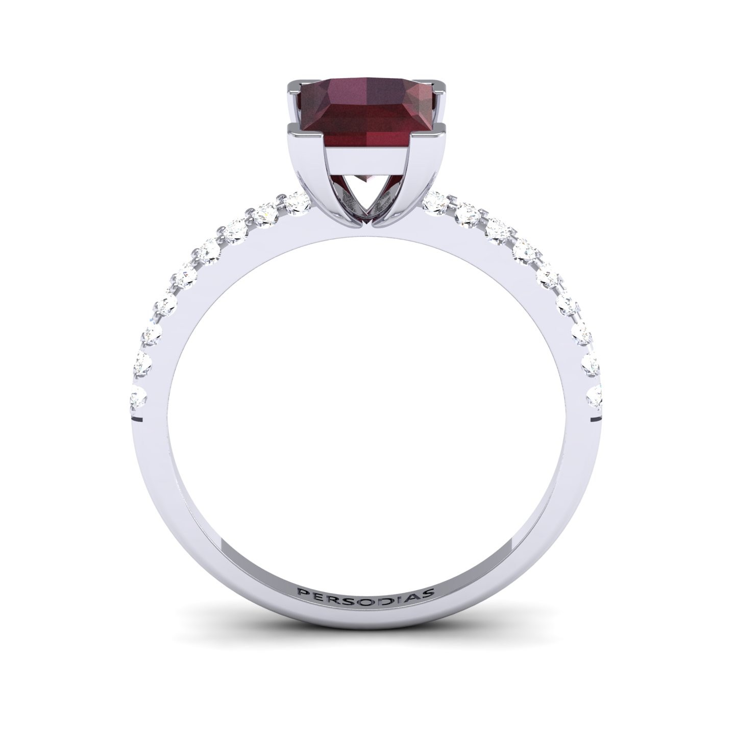 Diamond Side Stone Engagement Ring Semi Precious Stone Princess Cut 0.77 Ct Gloria