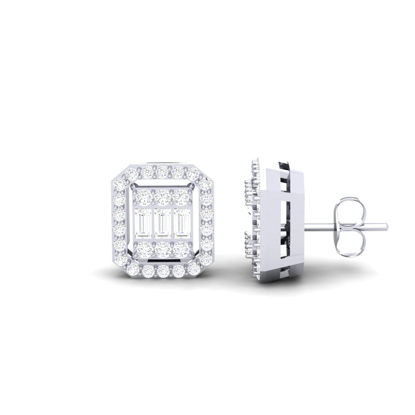 Diamond Stud Earrings Baguette Cut 0.79 CT Sofia