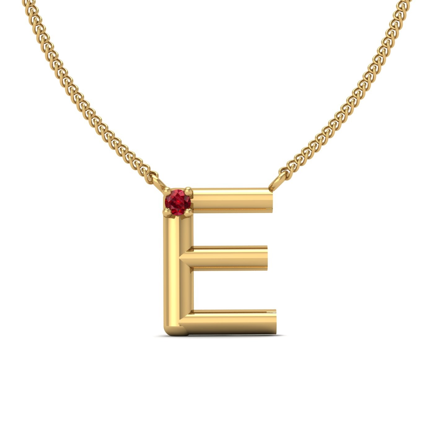 E Initial Necklace Round Cut 0.01 CT 