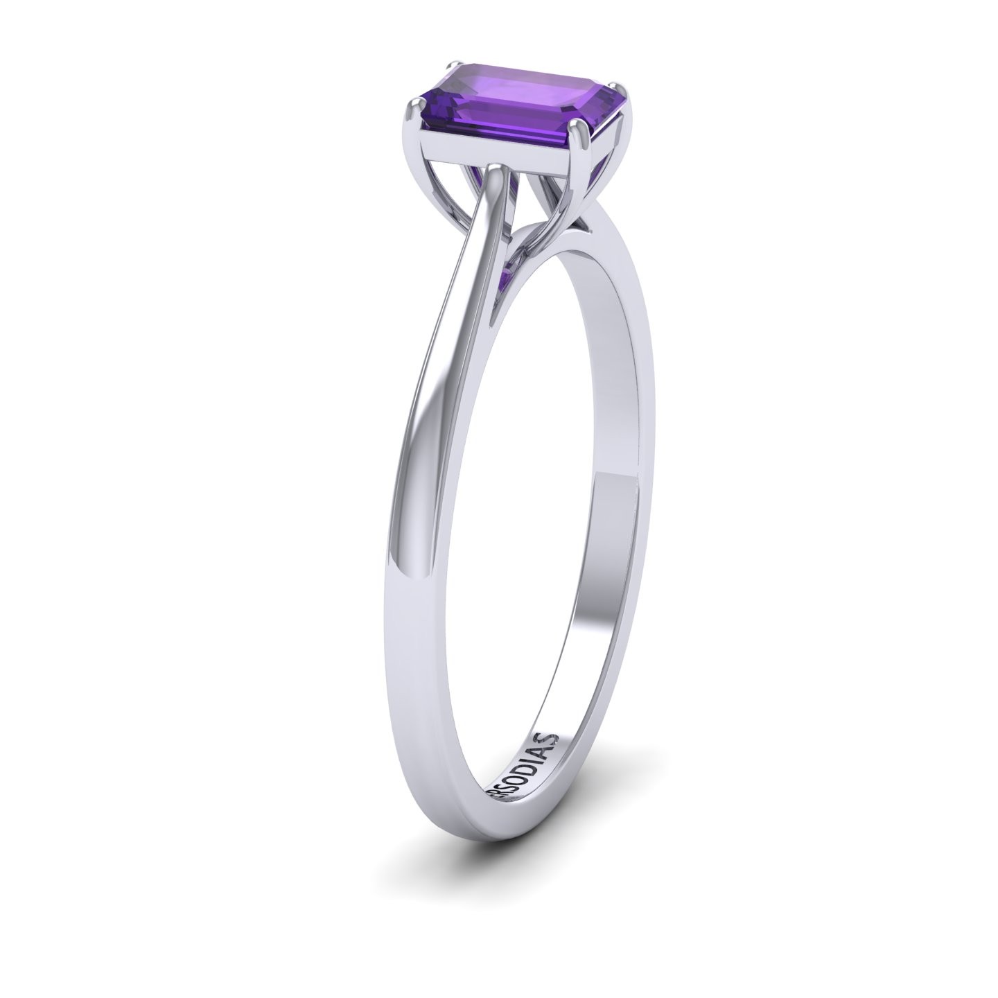 Solitaire Engagement Ring Semi Precious Stone Emerald Cut 0.50 CT Darla