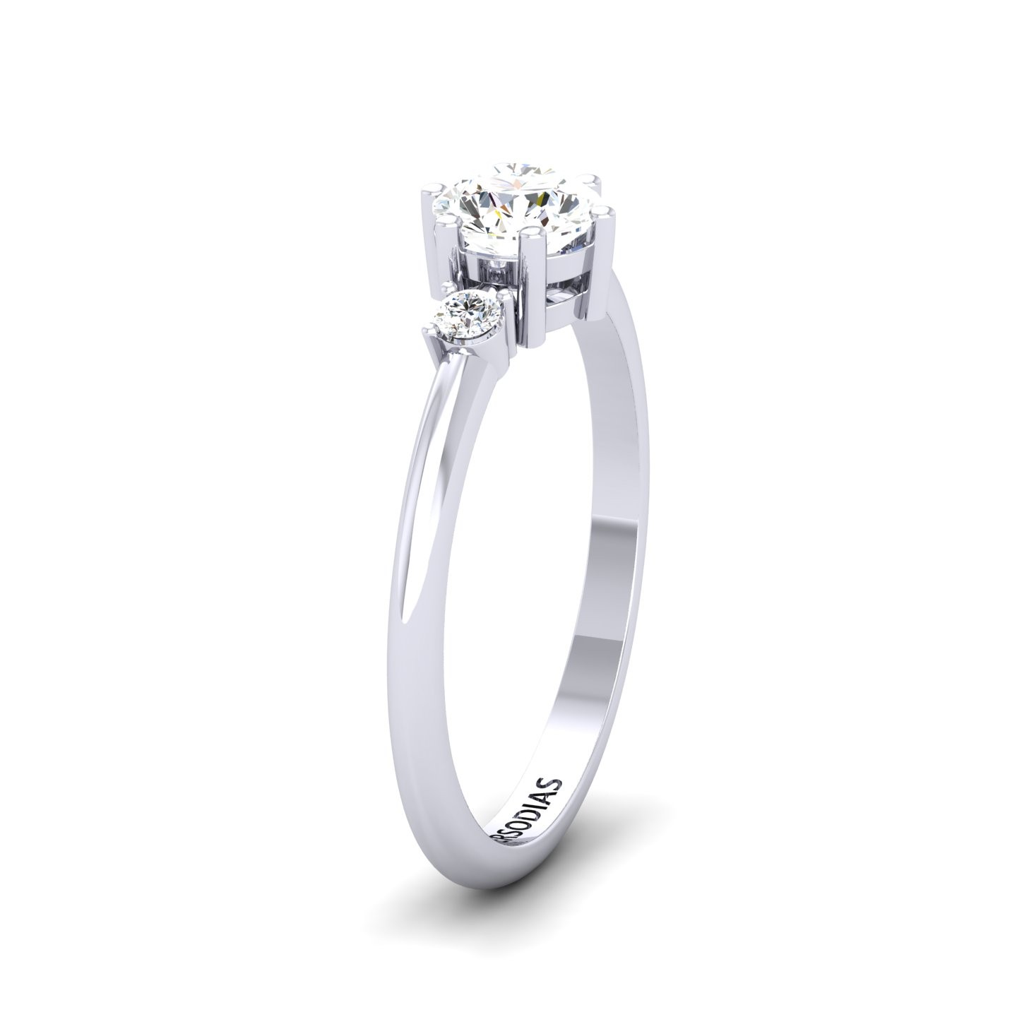 Three Stone Engagement Ring Round Cut 0.56 CT Mira