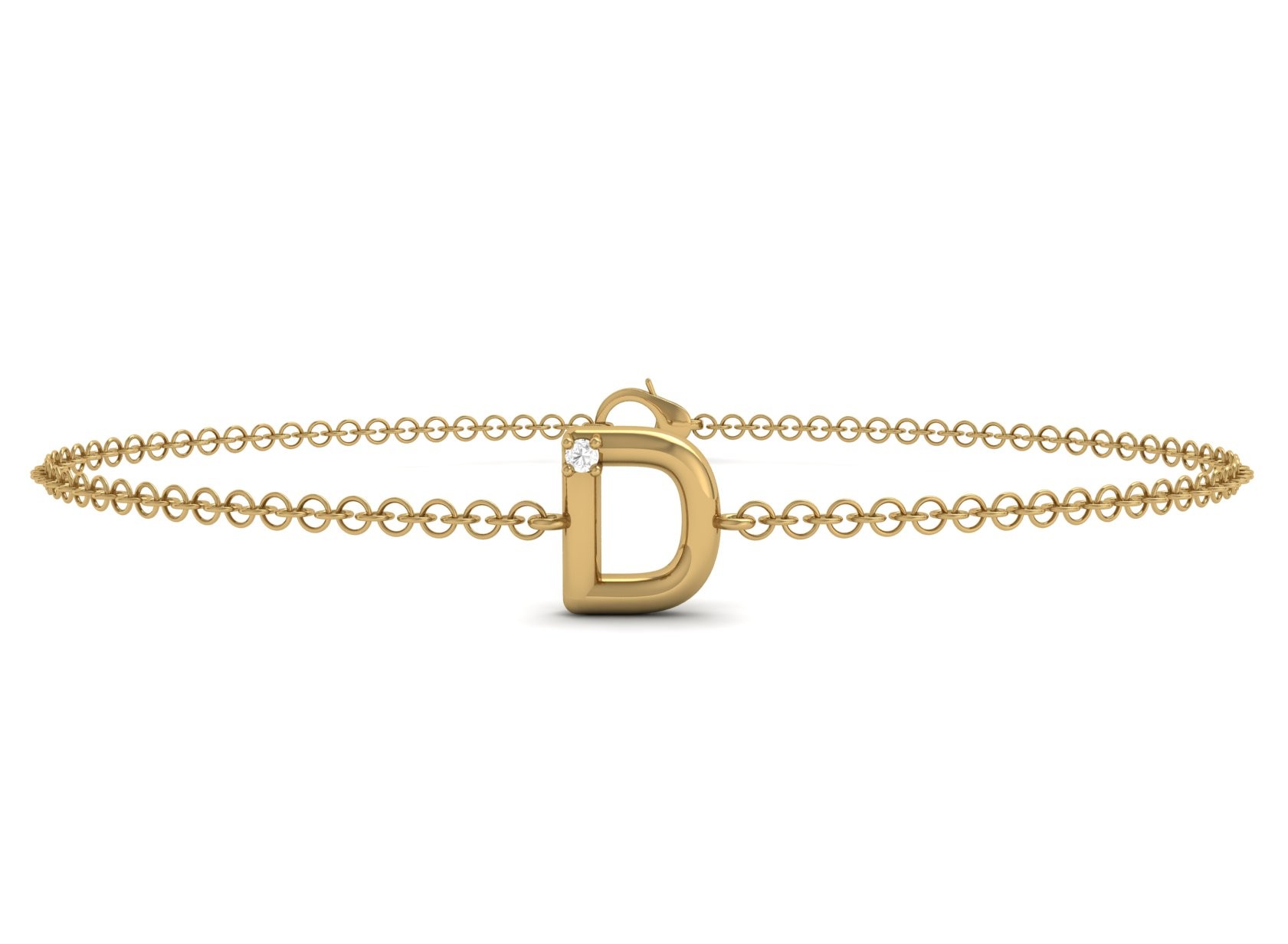 D Initial Chain Bracelet 0.01 CT 