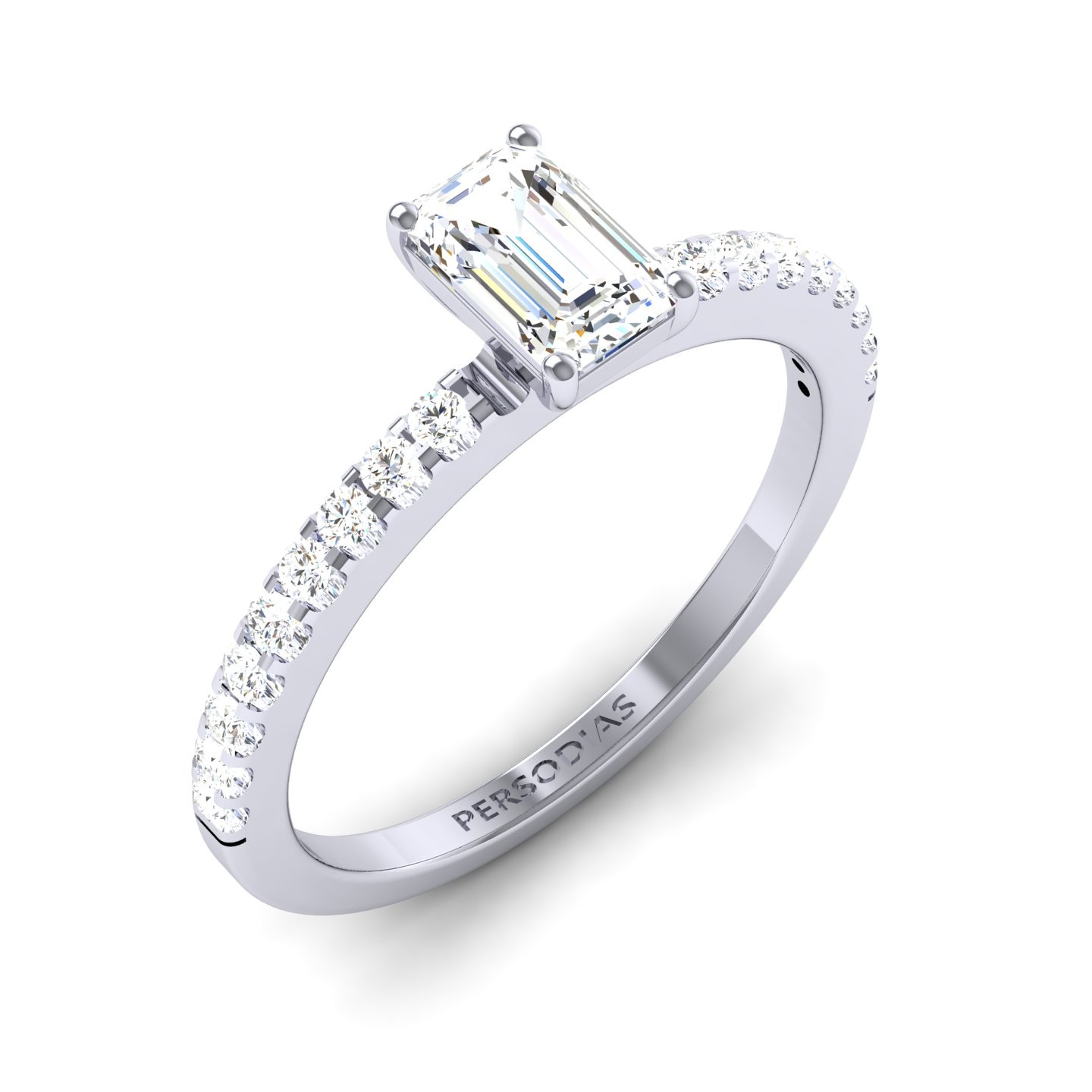 Side Stone Diamond Engagement Ring Emerald Cut 0.71 Ct Jessica