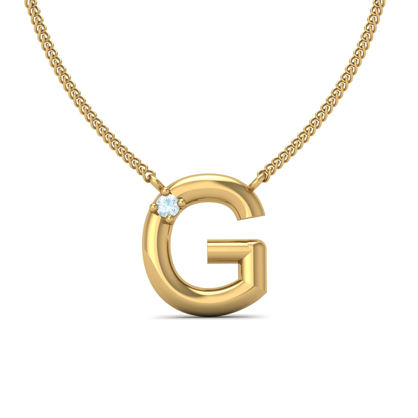 G Initial Necklace Round Cut 0.01 CT 