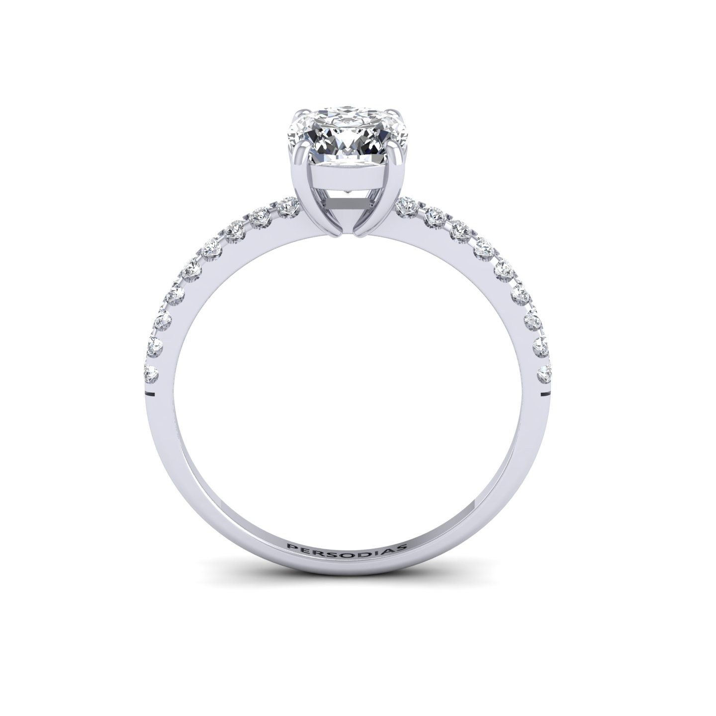 Side Stone Diamond Engagement Ring Cushion Cut 0.68 Ct Maya