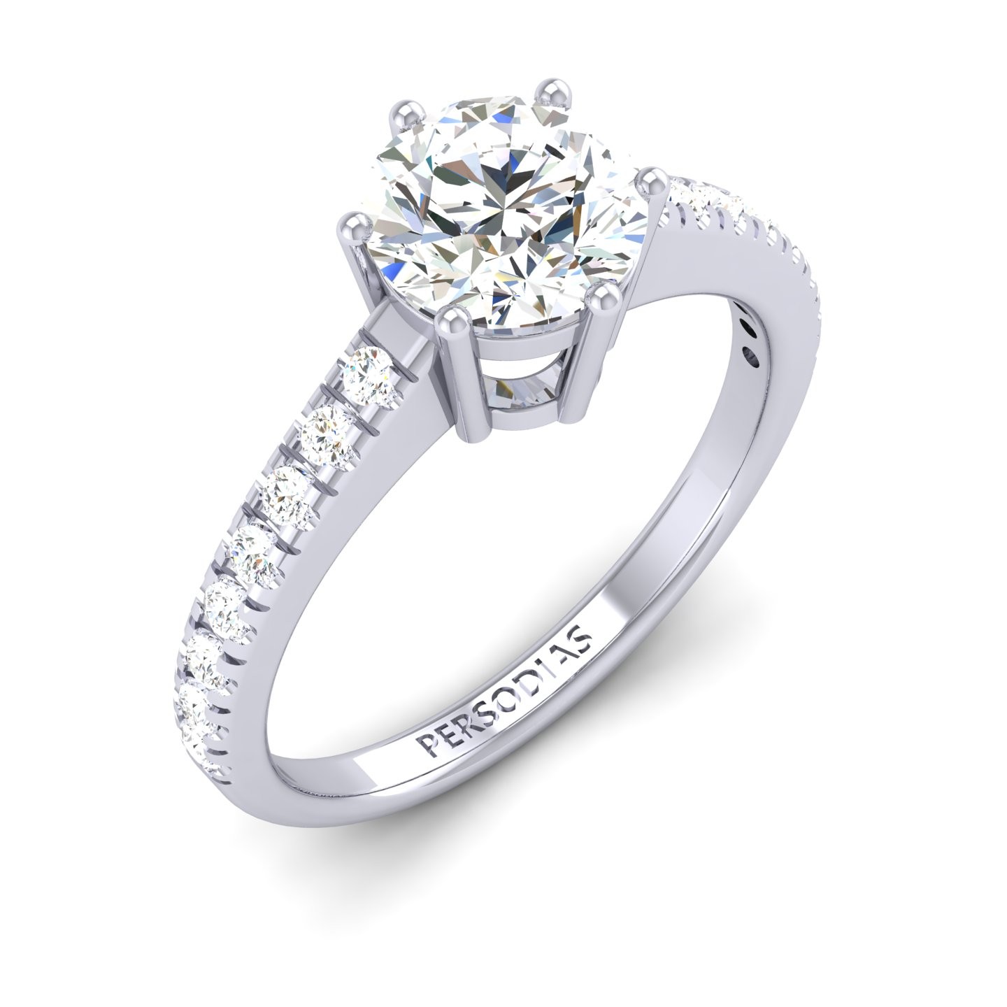 Side Stone Diamond Engagement Ring Round Cut 0.65 Ct Hope