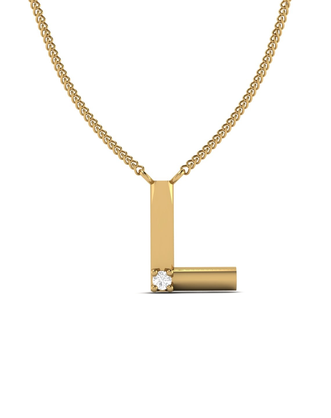 L Initial Necklace Round Cut 0.01 CT 