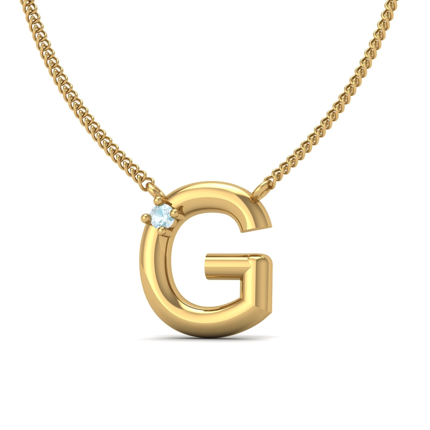 G Initial Necklace Round Cut 0.01 CT 