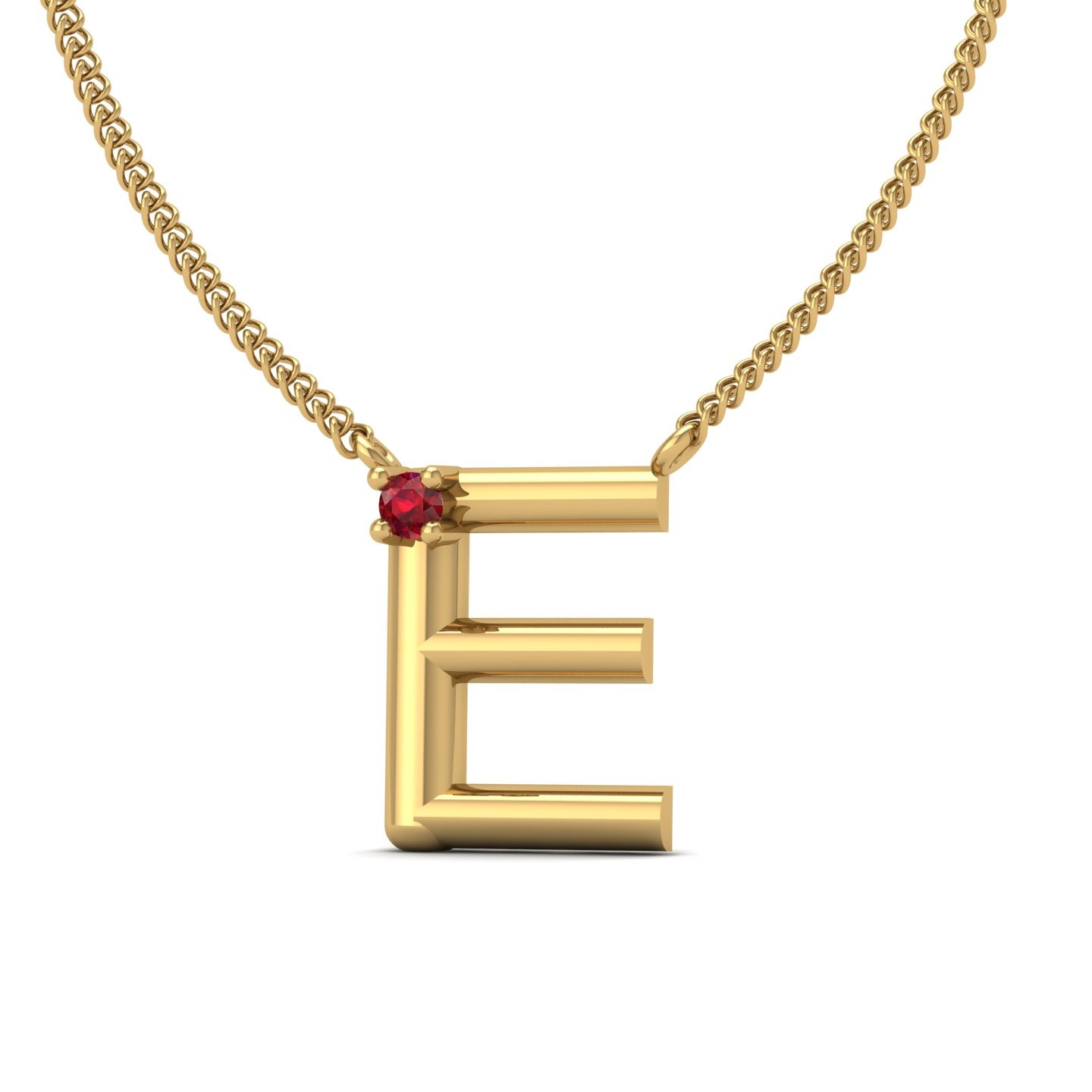 E Initial Necklace Round Cut 0.01 CT 