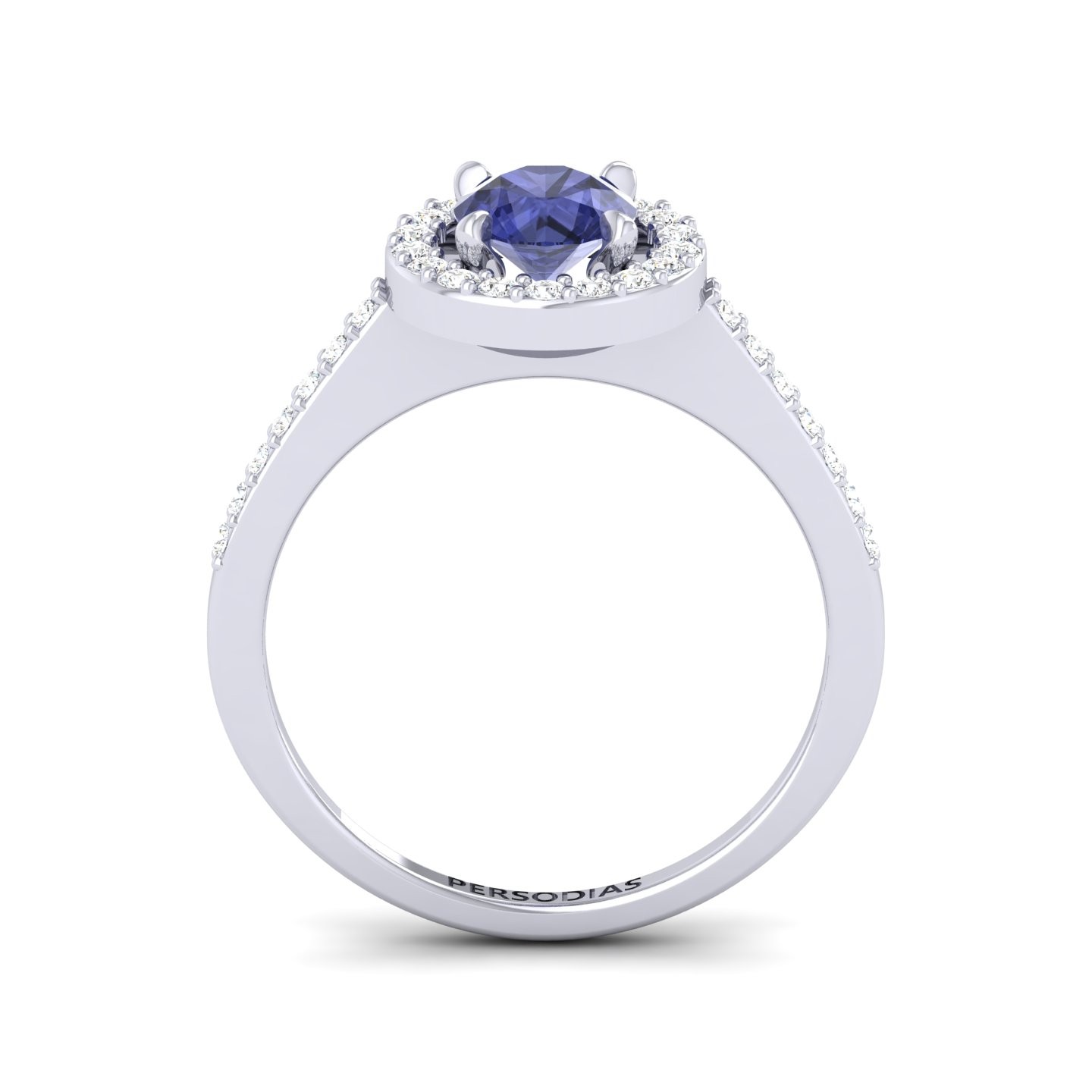 Halo Engagement Ring Semi Precious Stone Round Cut 0.77 Ct Becky