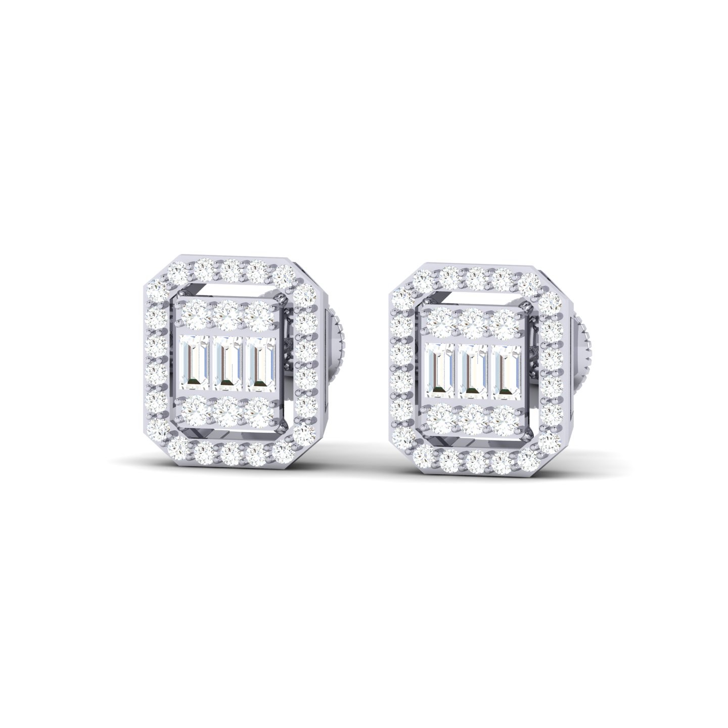 Diamond Stud Earrings Baguette Cut 0.79 CT Sofia