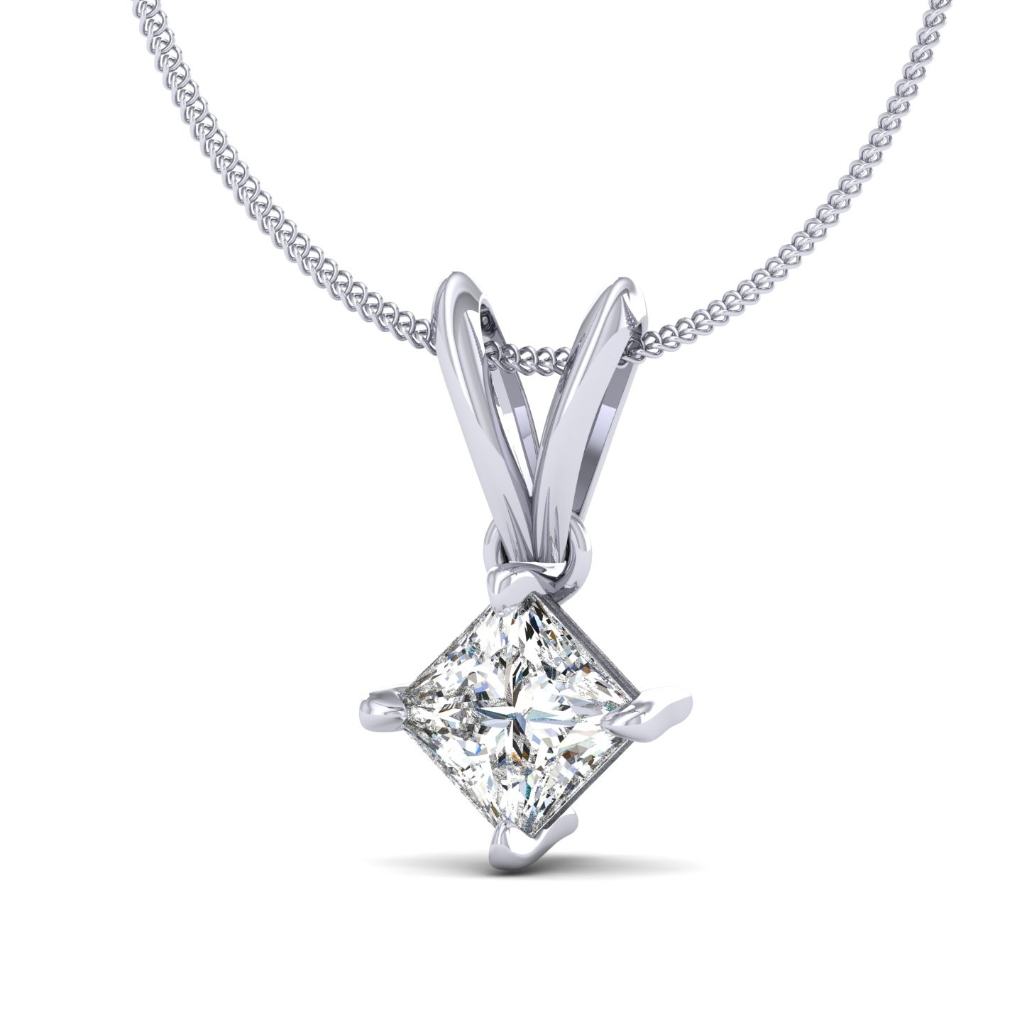 Solitaire Pendant Diamond Princess Cut  1.00 CT Alora