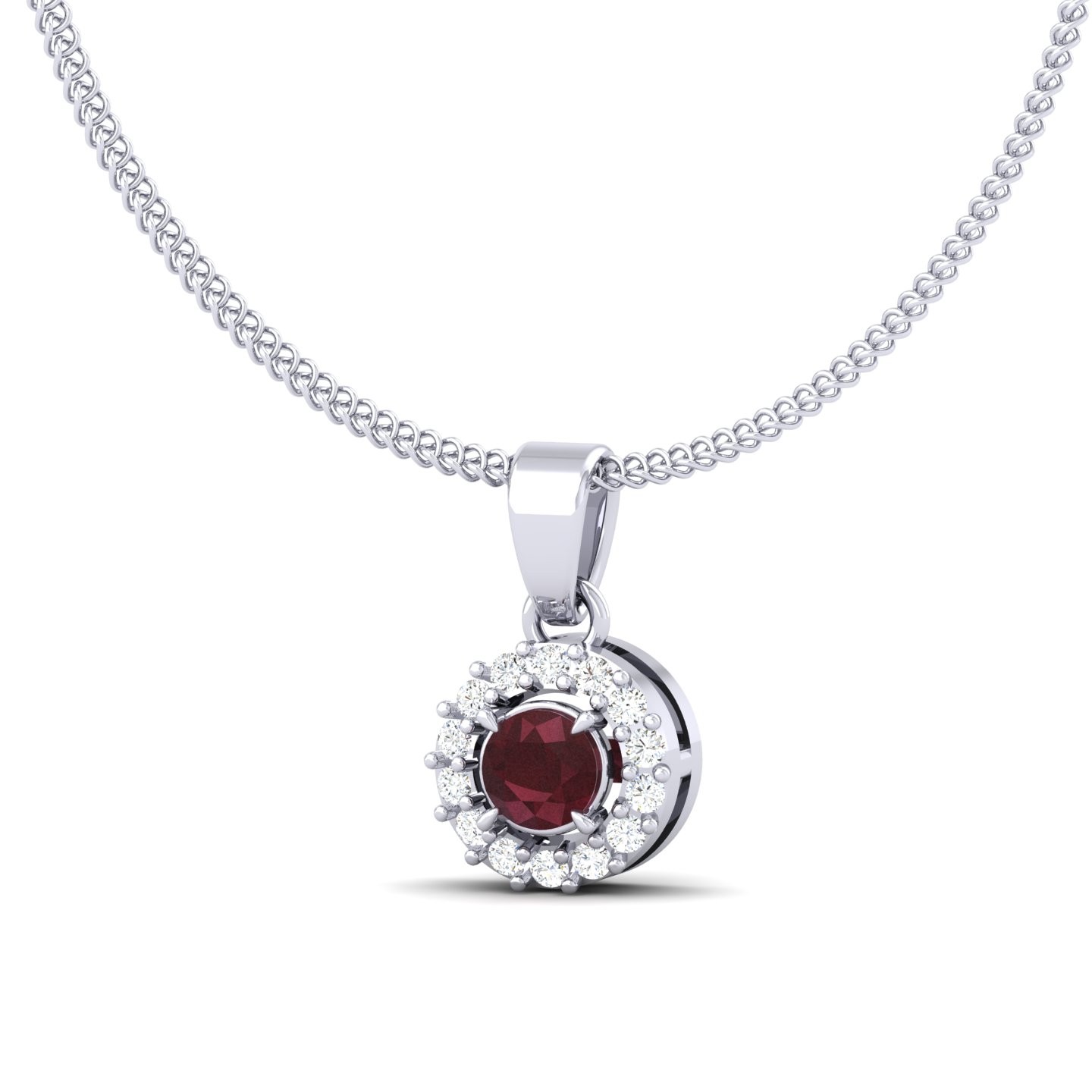 Diamond Halo Pendant Semi Precious Stone 0.68 CT Mary