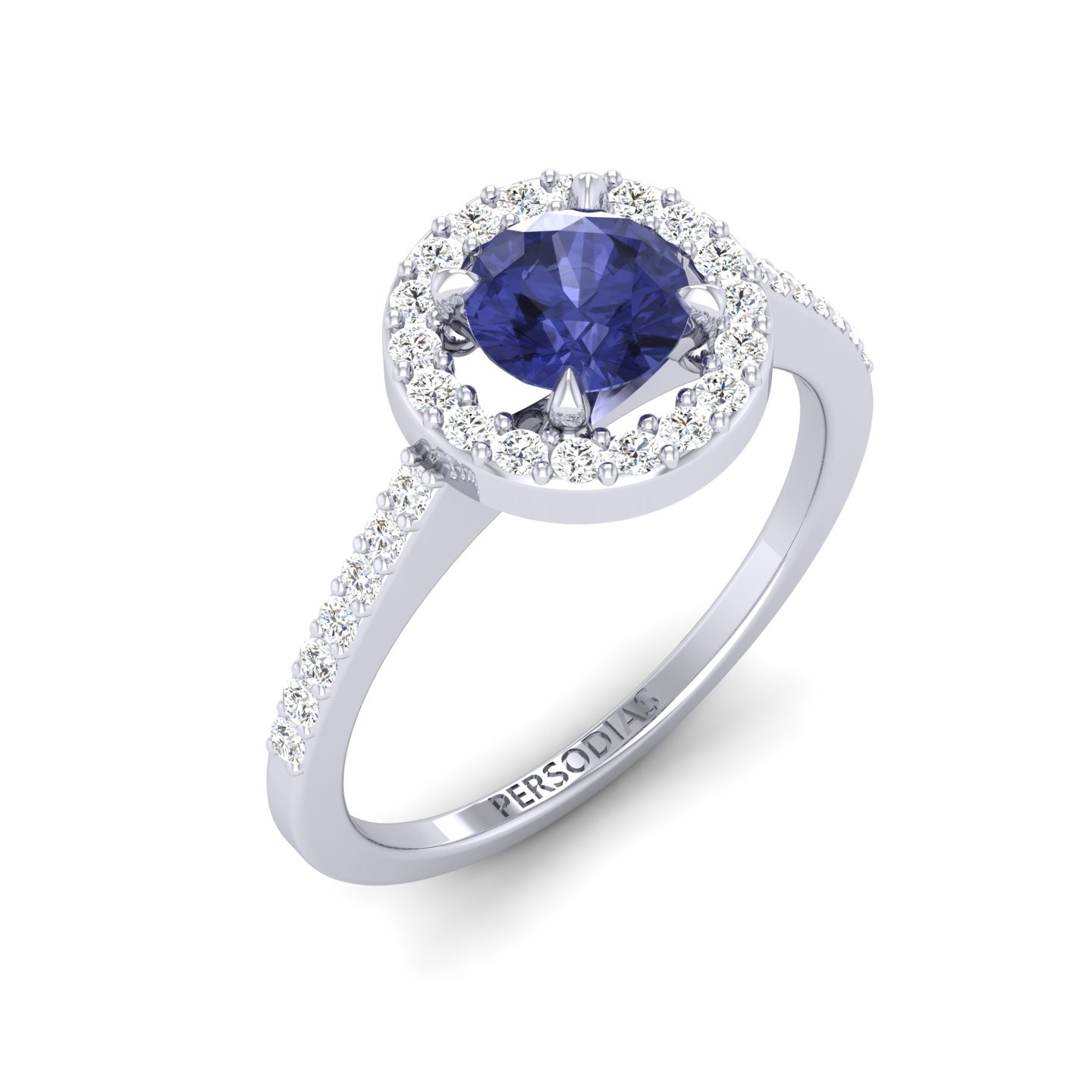 Halo Engagement Ring Semi Precious Stone Round Cut 0.77 Ct Becky