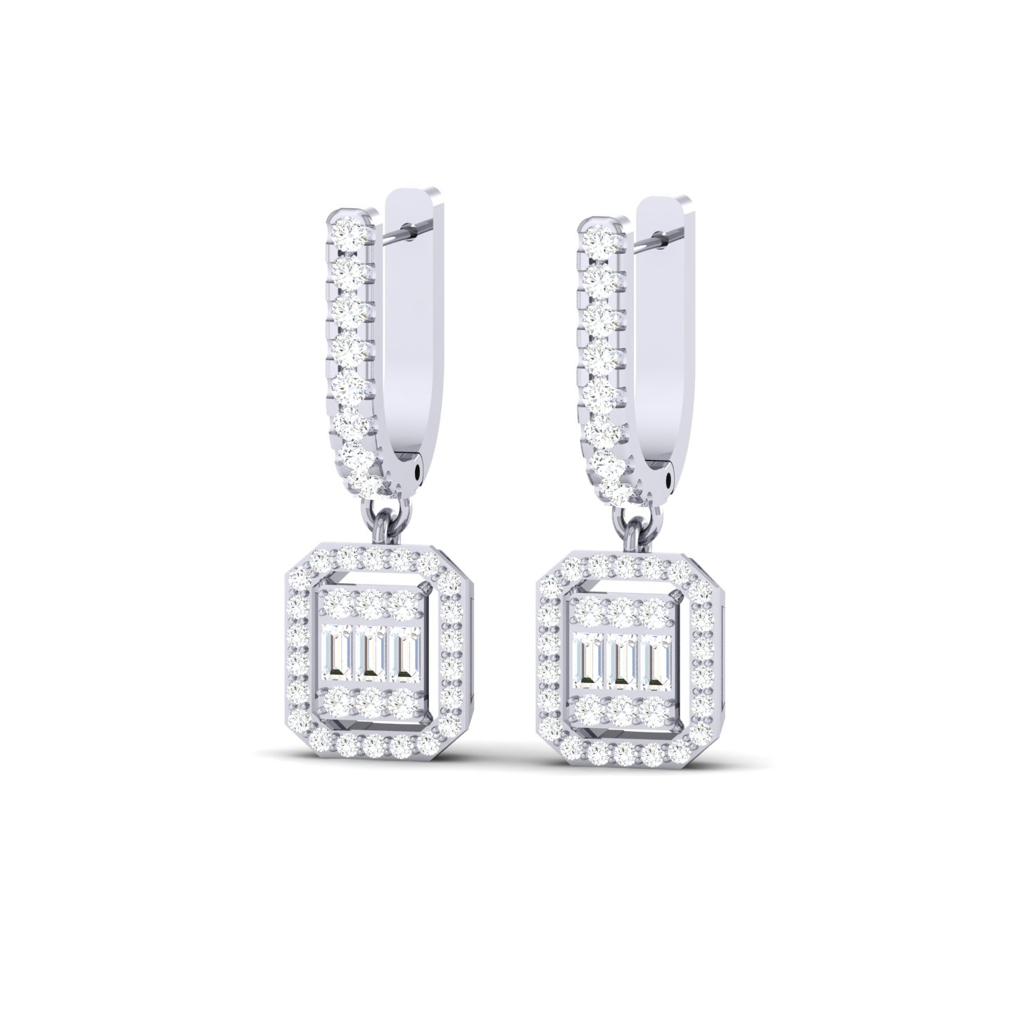 Diamond Drop Earrings Baguette Cut 1.33 CT Jane
