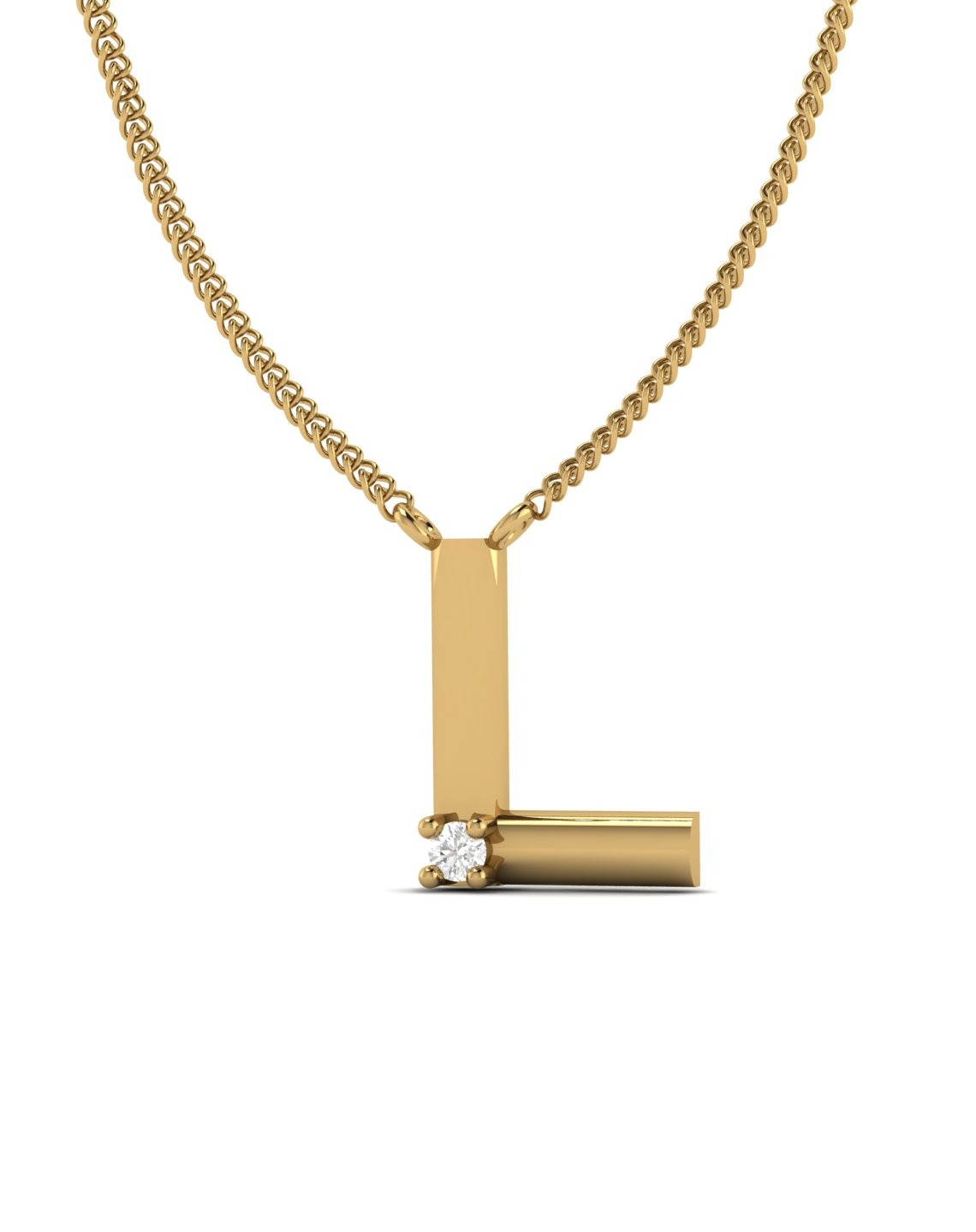 L Initial Necklace Round Cut 0.01 CT 