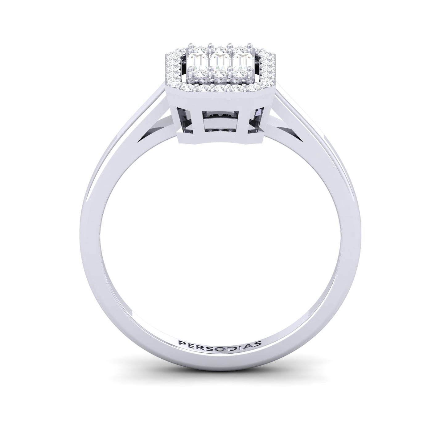 Diamond Halo Engagement Ring Baguette Cut 0.30 Ct Stella