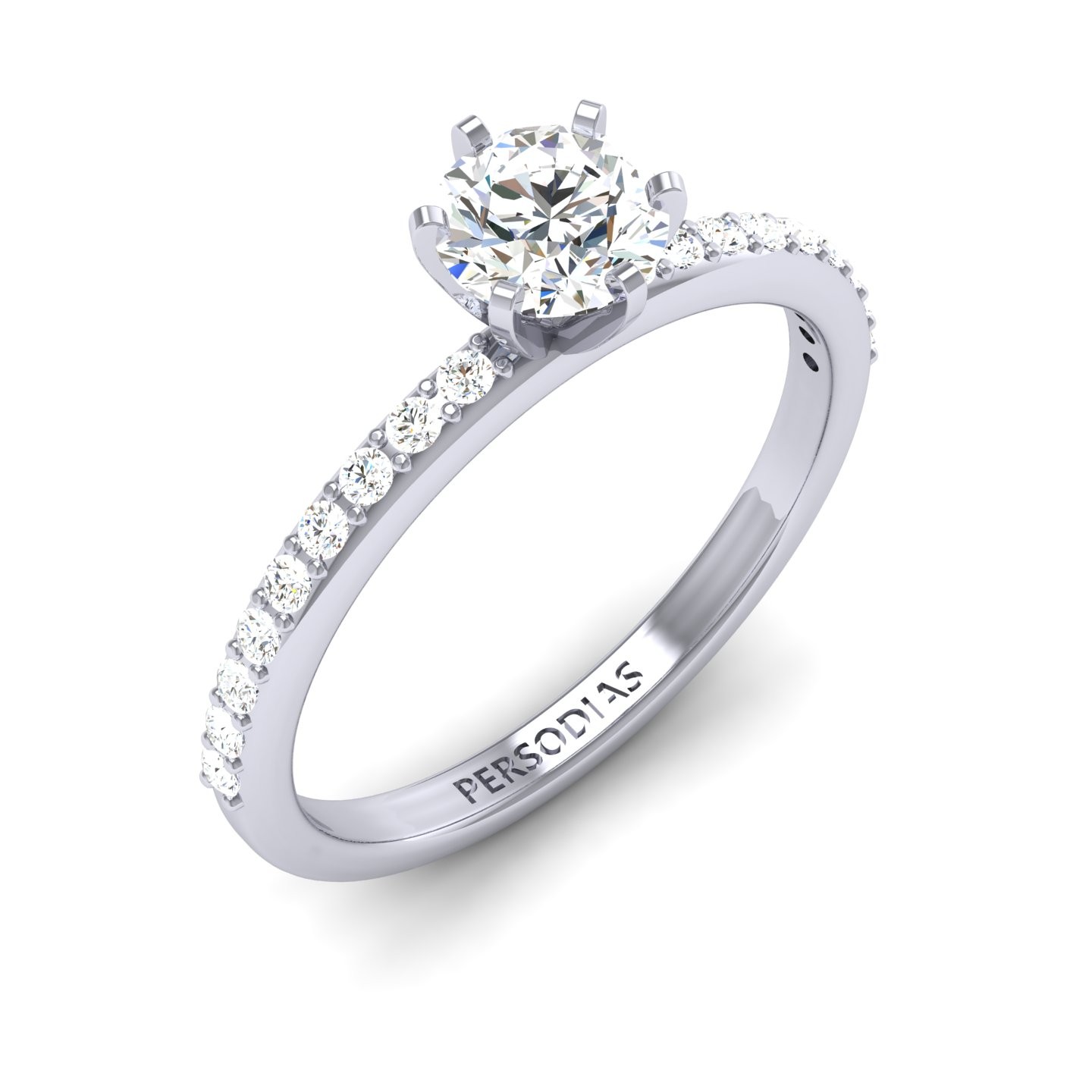 Side Stone Diamond Engagement Ring Round Cut 0.65 CRT Yasmin