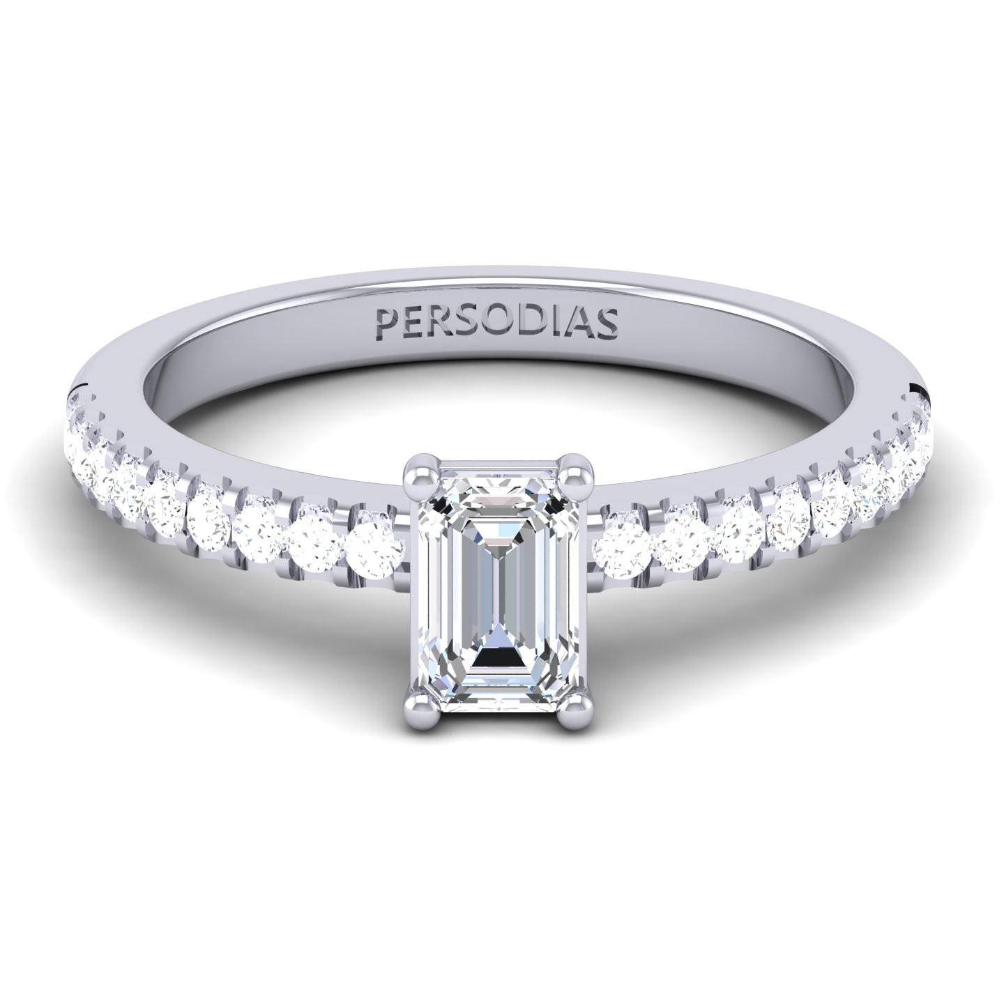 Side Stone Diamond Engagement Ring Emerald Cut 0.71 Ct Jessica