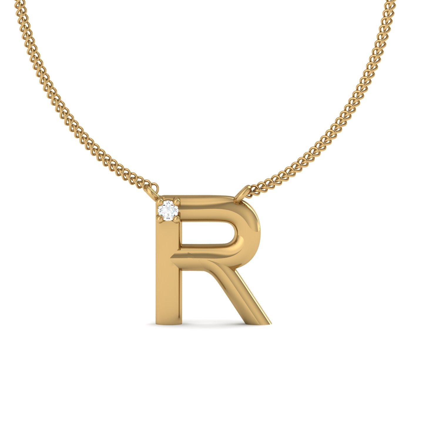 R Initial Necklace Round Cut 0.01 CT 