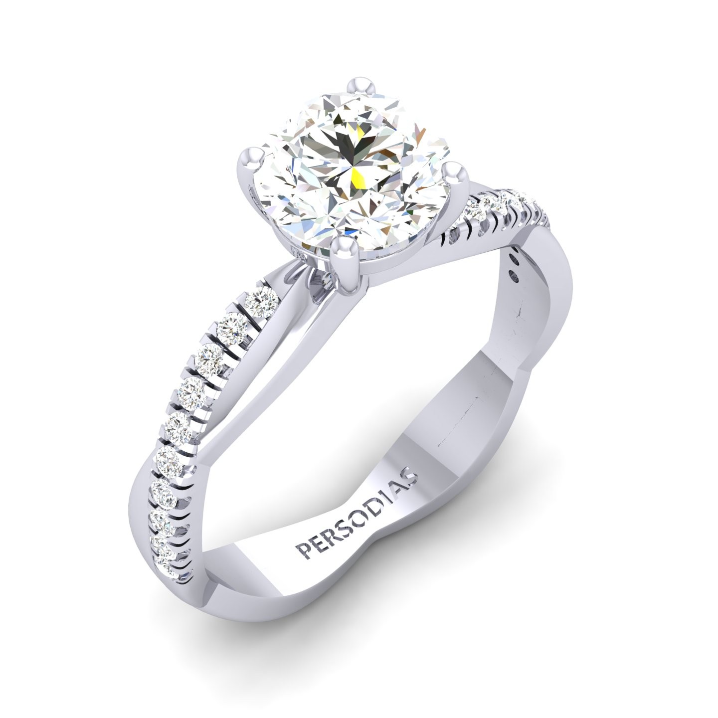 Side Stone Diamond Engagement Ring Round Cut 0.68 Ct Faith