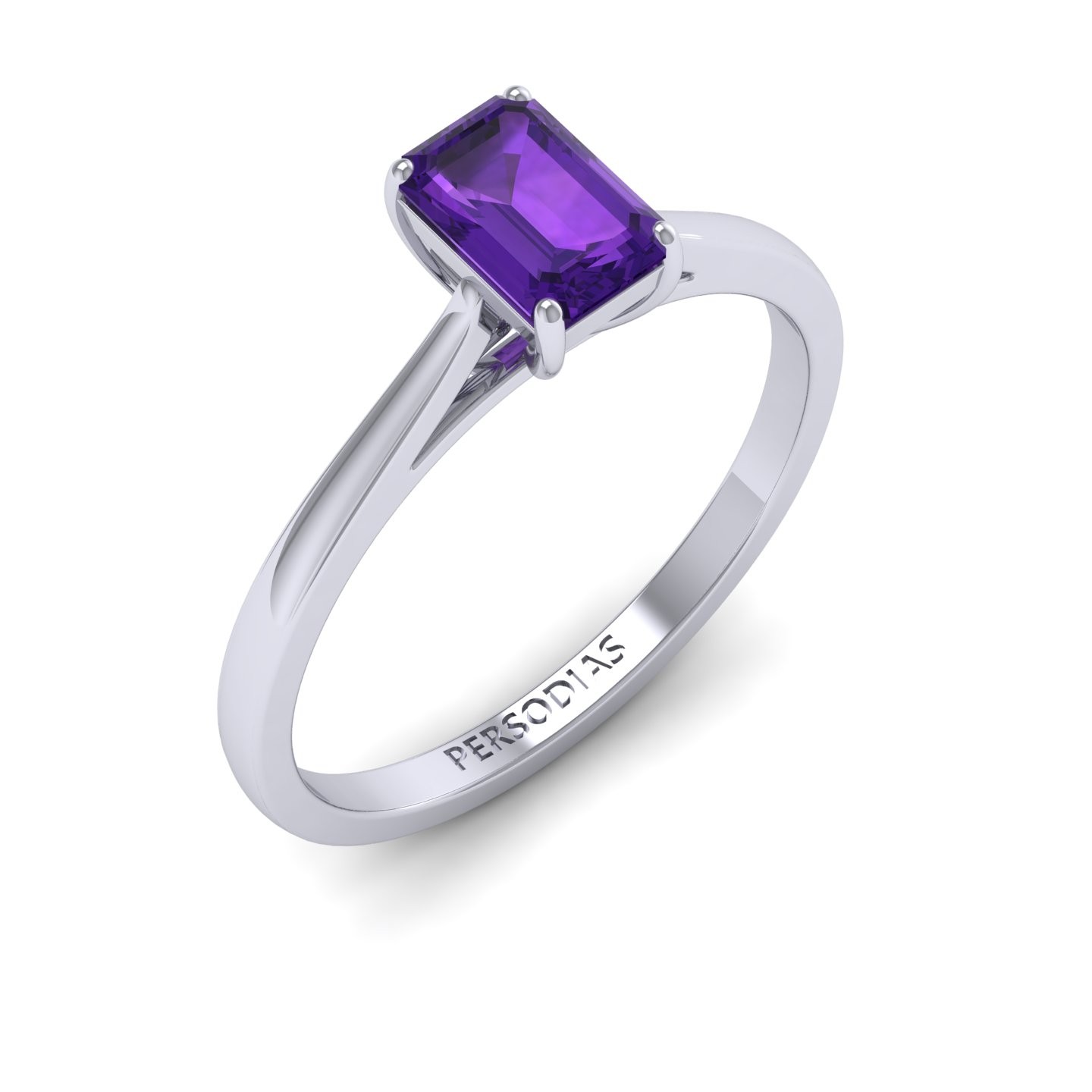 Solitaire Engagement Ring Semi Precious Stone Emerald Cut 0.50 CT Darla