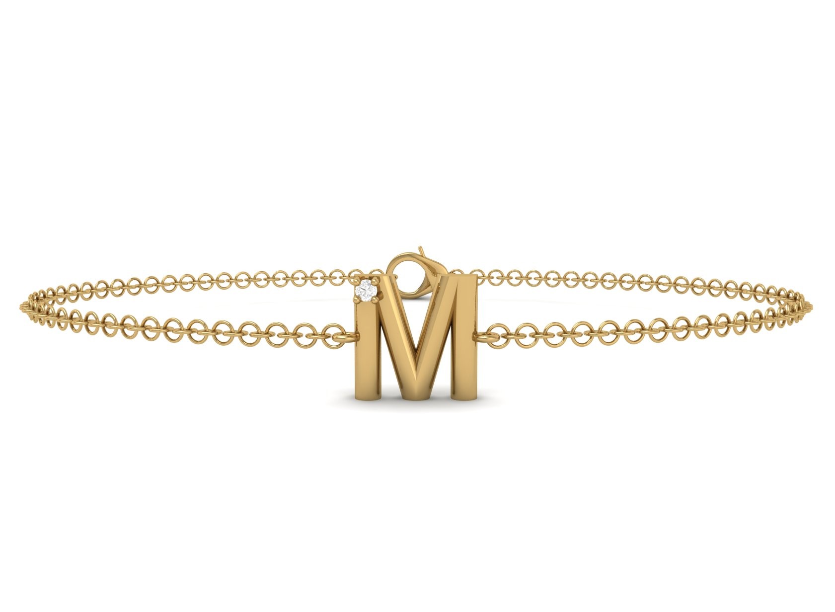 M Initial Chain Bracelet 0.01 CT 