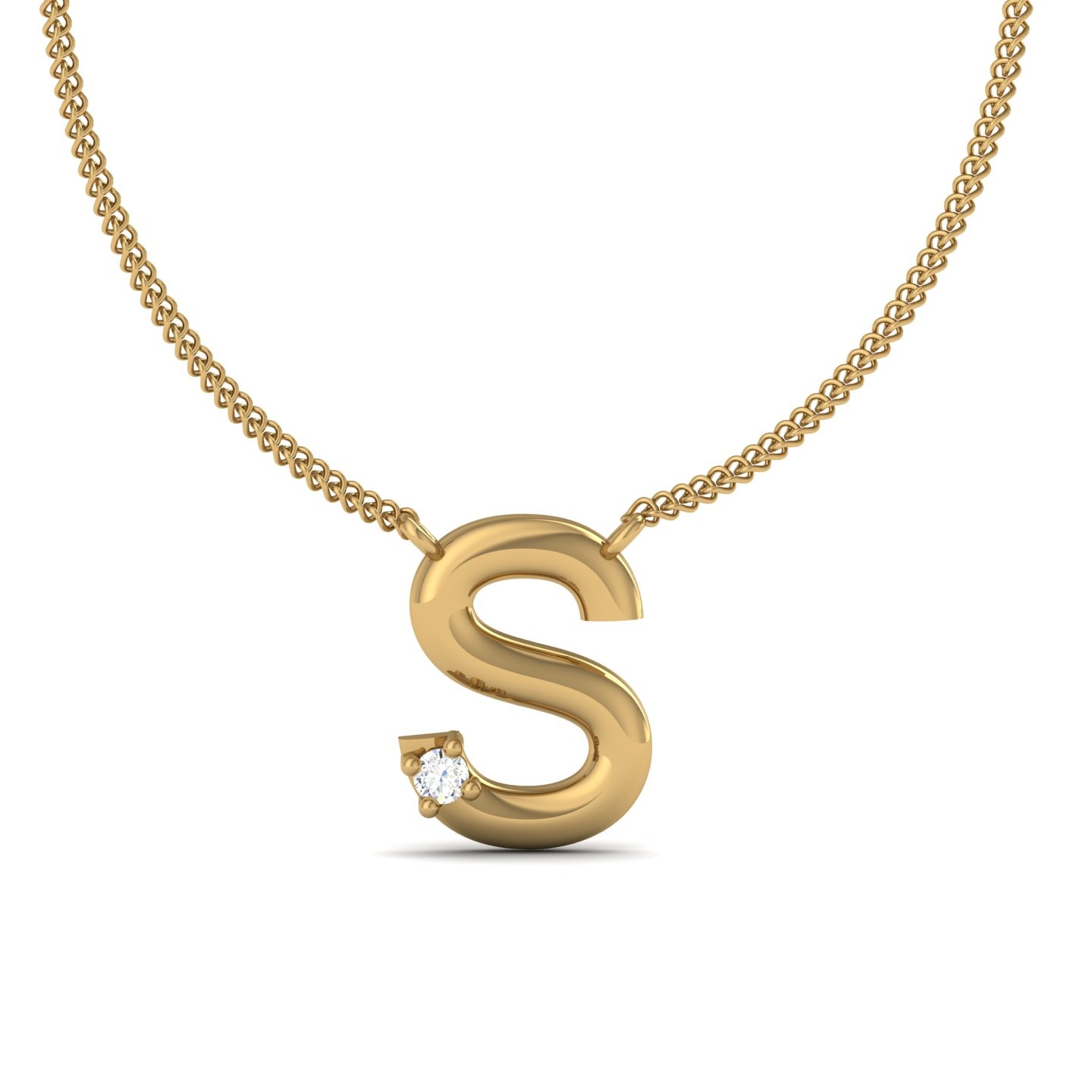 S Initial Necklace Round Cut 0.01 CT 