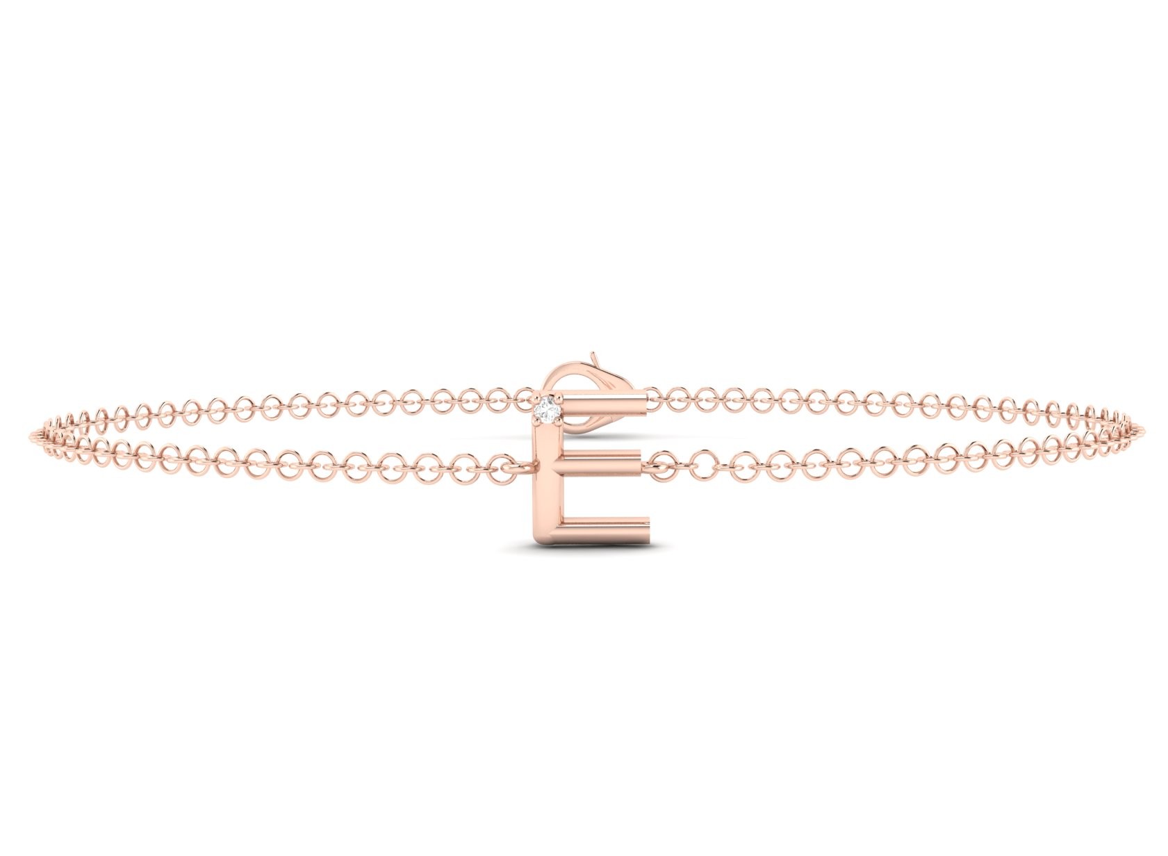 E Initial Chain Bracelet 0.01 CT 