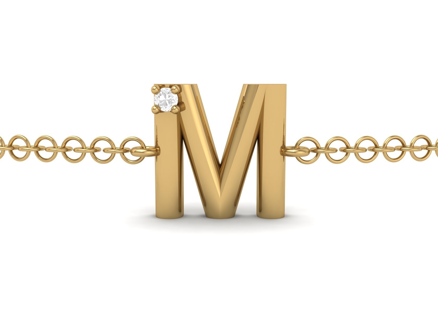 M Initial Chain Bracelet 0.01 CT 