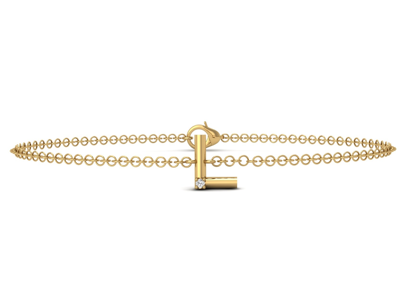 L Initial Chain Bracelet 0.01 CT 