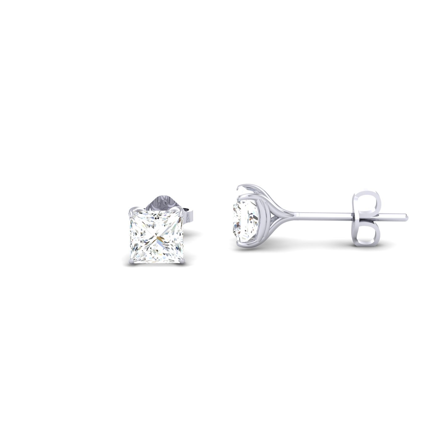 Stud Earrings Princess Cut 0.80 CT Bella