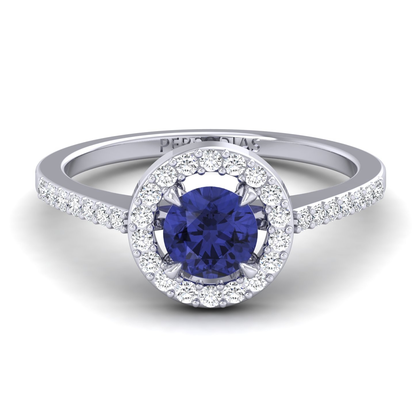 Halo Engagement Ring Semi Precious Stone Round Cut 0.77 Ct Becky