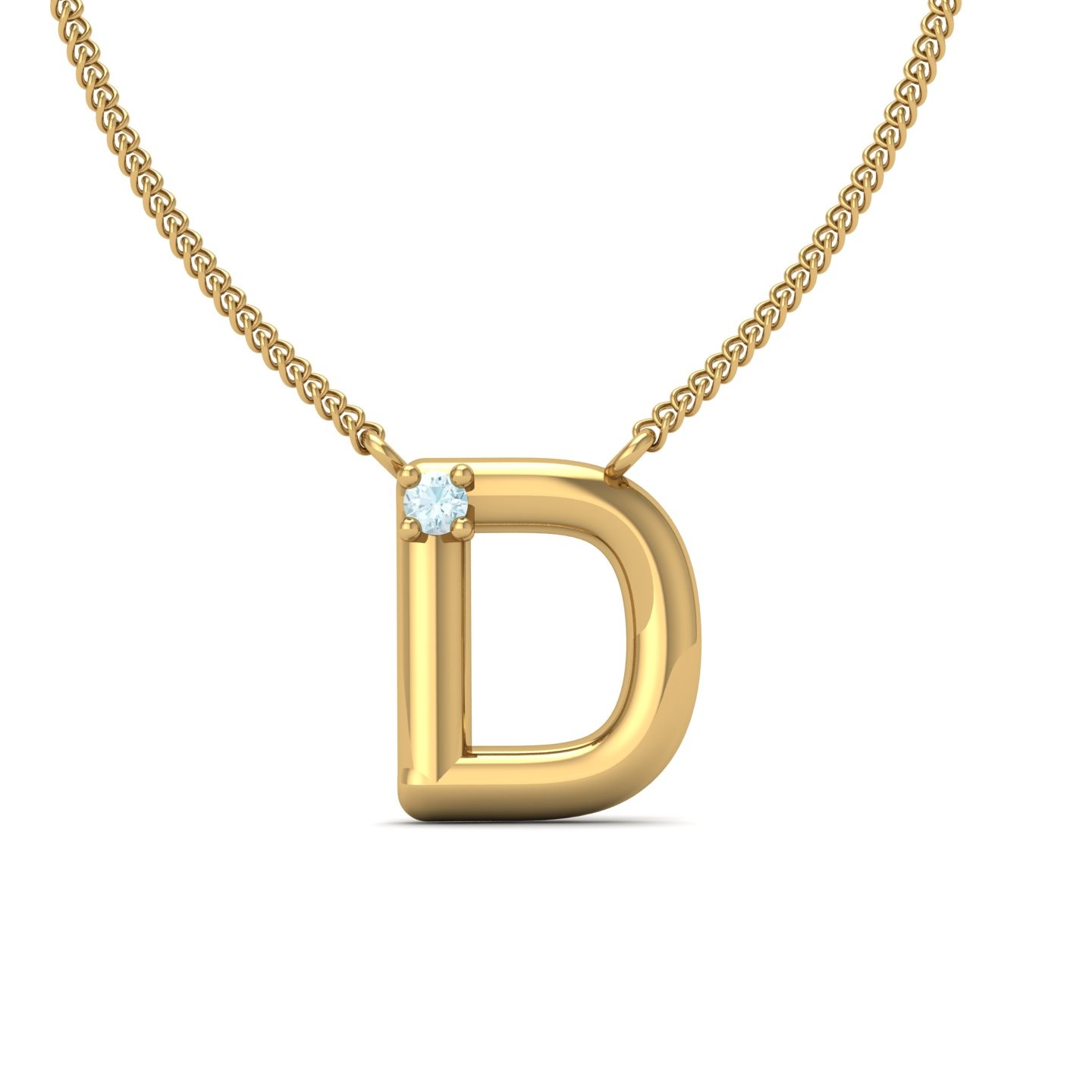 D Initial Necklace Round Cut 0.01 CT 