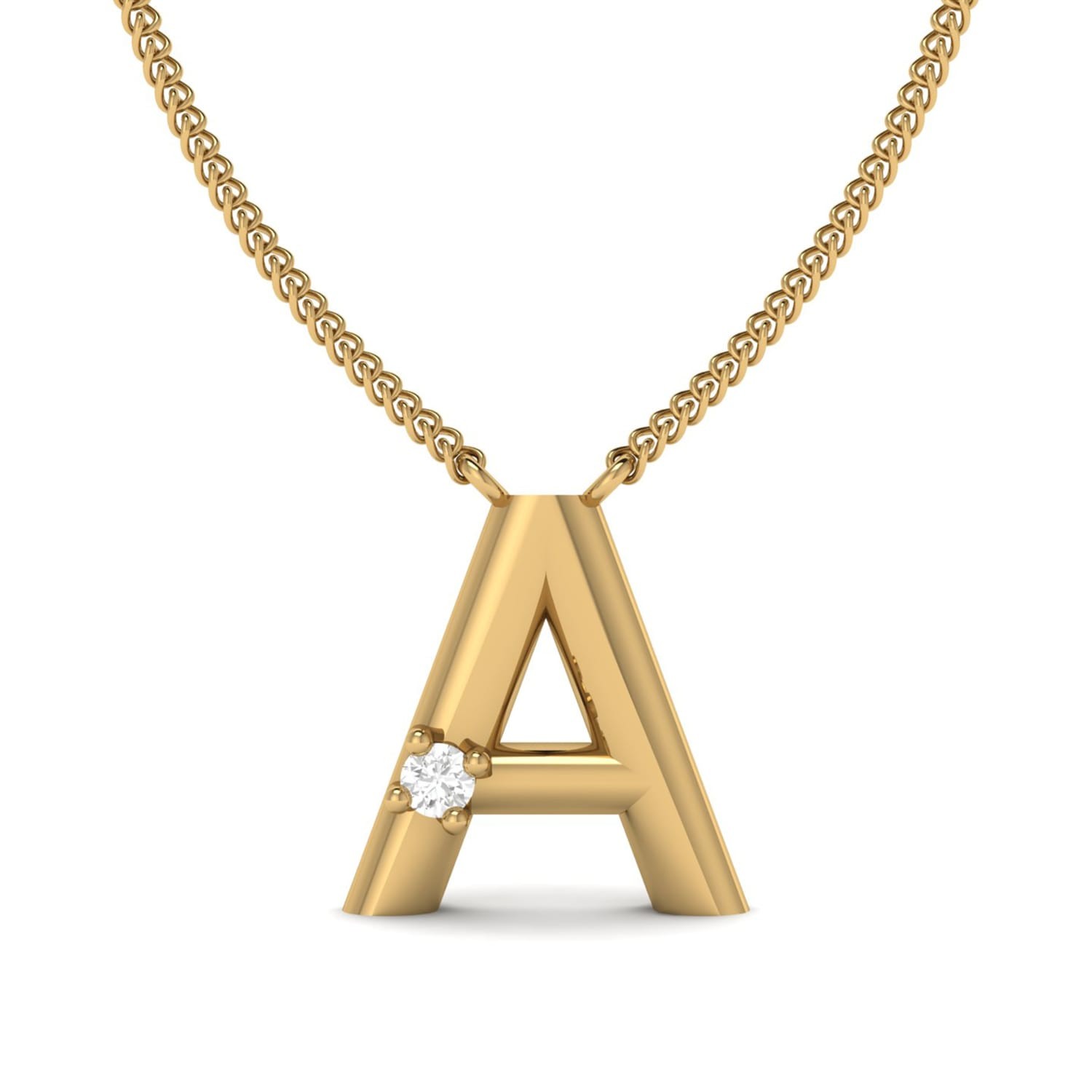 A Initial Necklace Round Cut 0.01 CT 