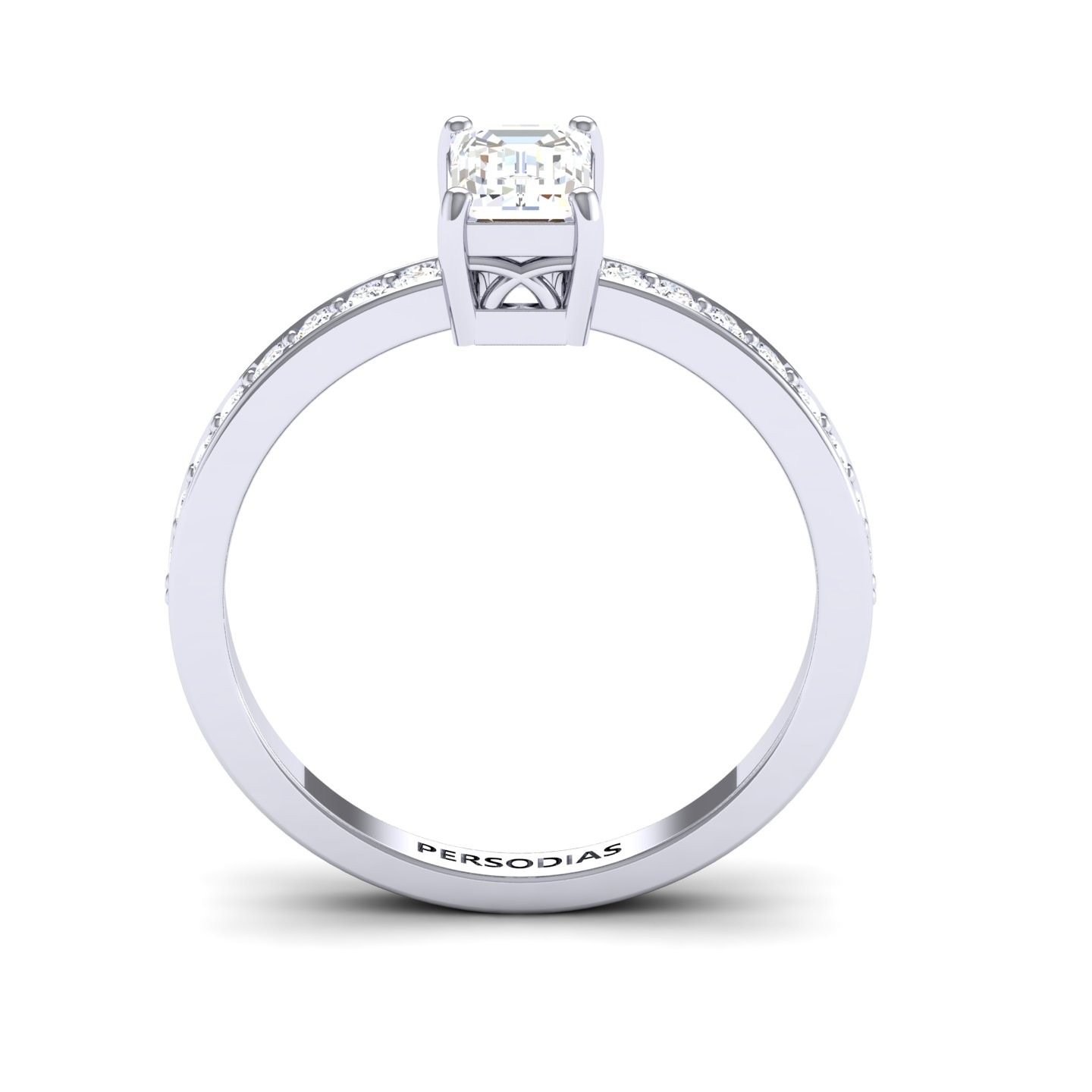 Side Stone Diamond Engagement Ring Emerald Cut 0.74 Ct Laura